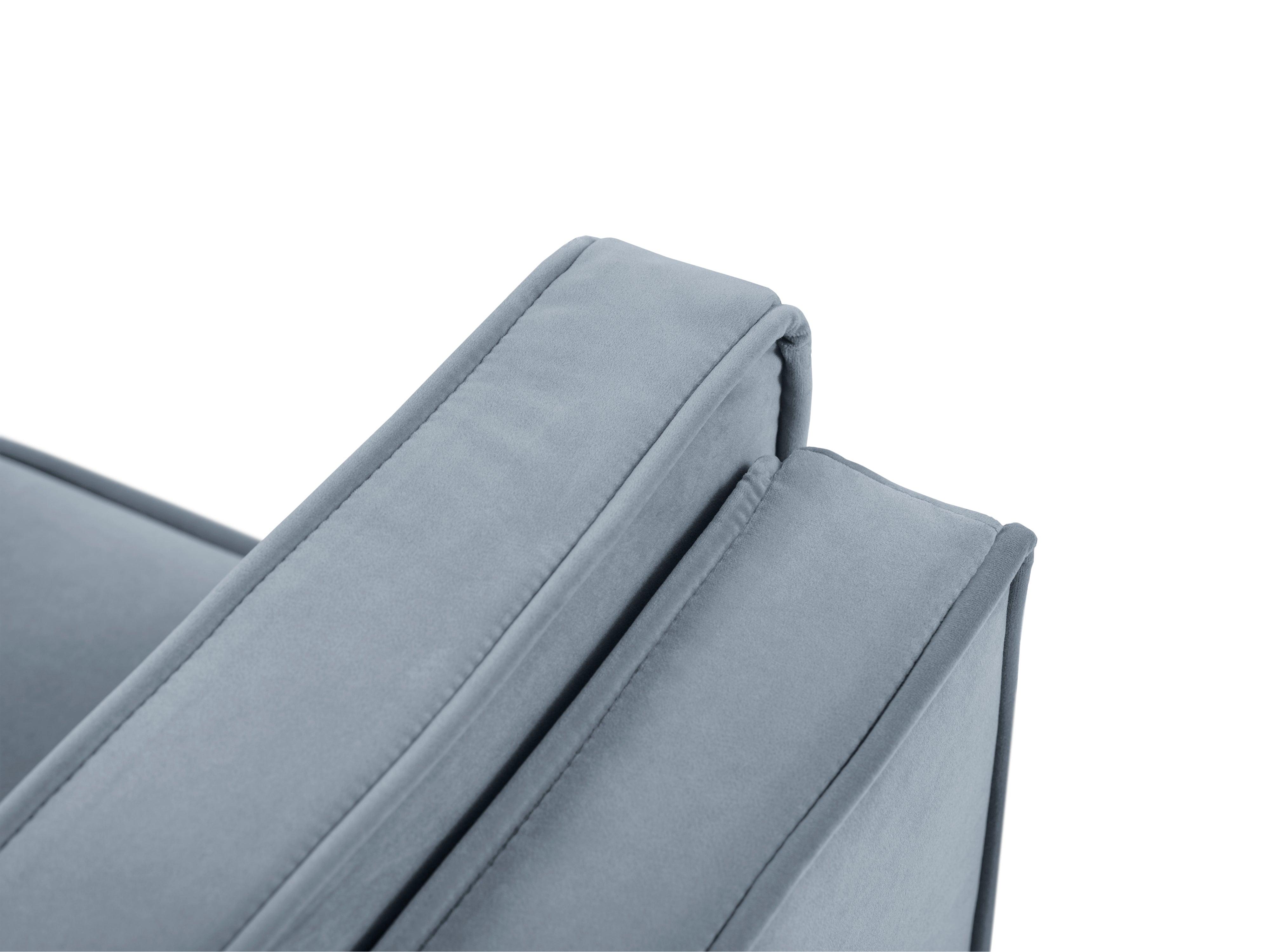 Sofa aksamitna 3-osobowa LUIS jasnoniebieski z czarną podstawą Milo Casa    Eye on Design