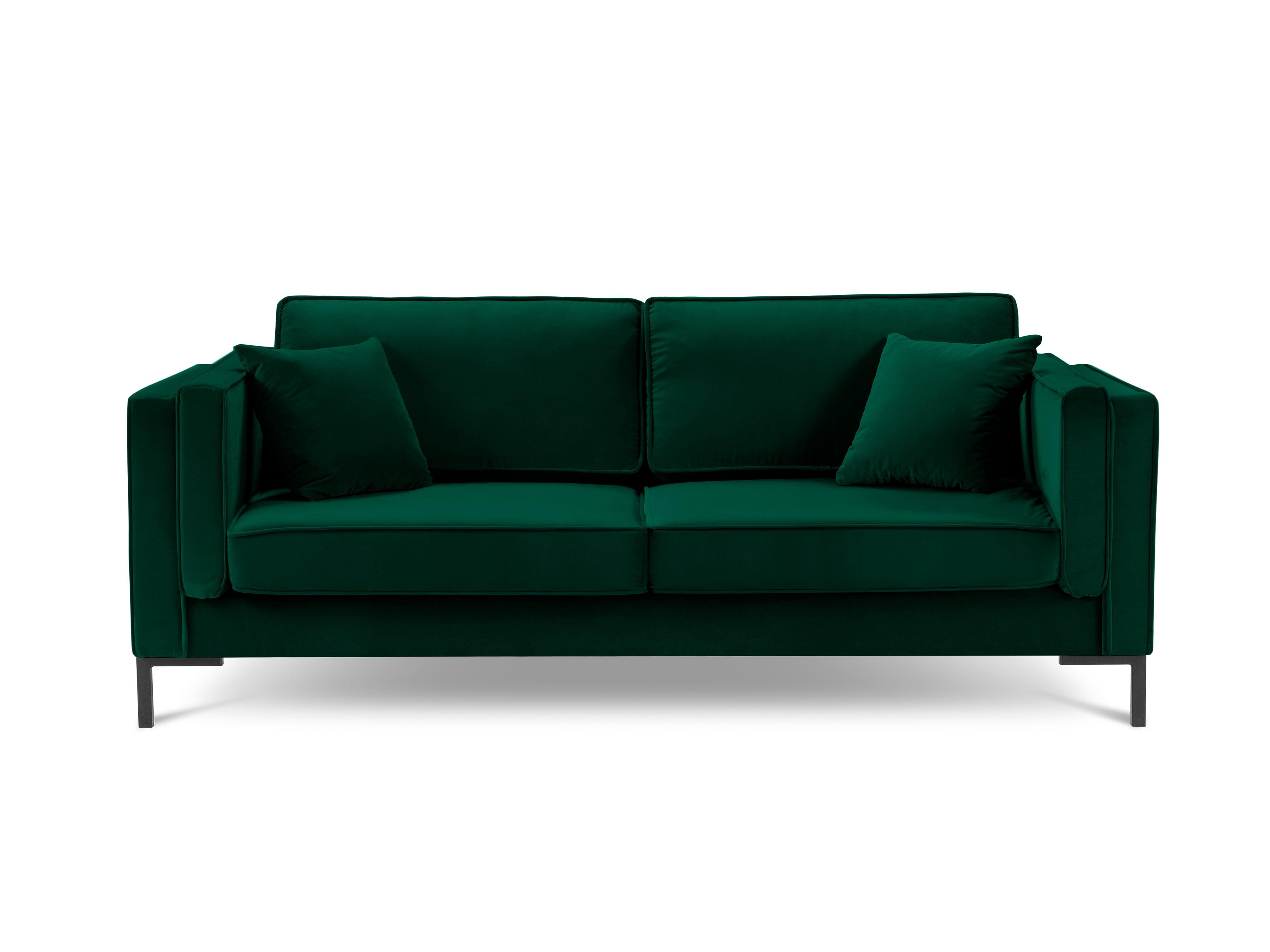 Sofa aksamitna 3-osobowa LUIS zieleń butelkowa z czarną podstawą Milo Casa    Eye on Design