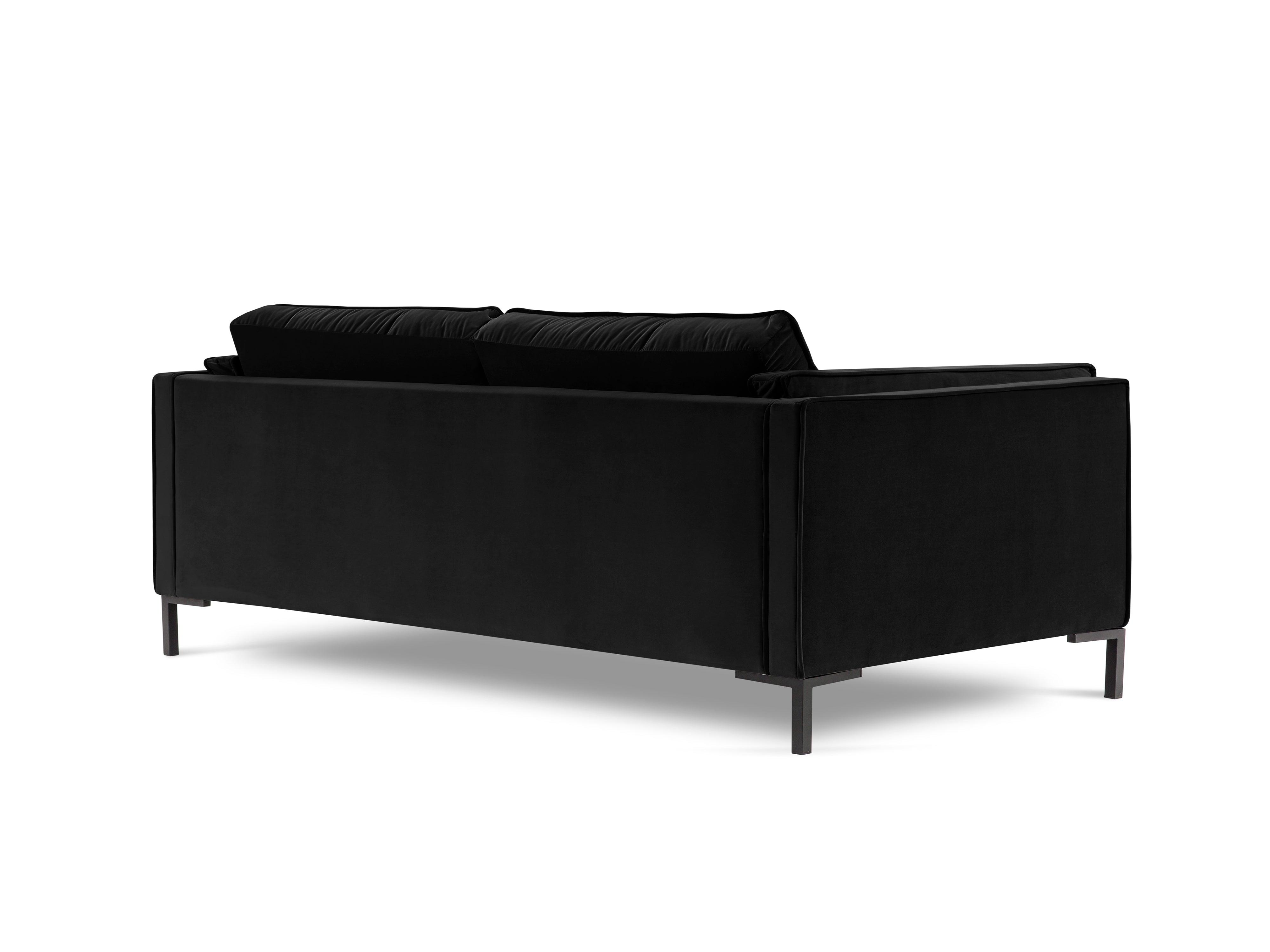 Sofa aksamitna 3-osobowa LUIS czarny z czarną podstawą Milo Casa    Eye on Design
