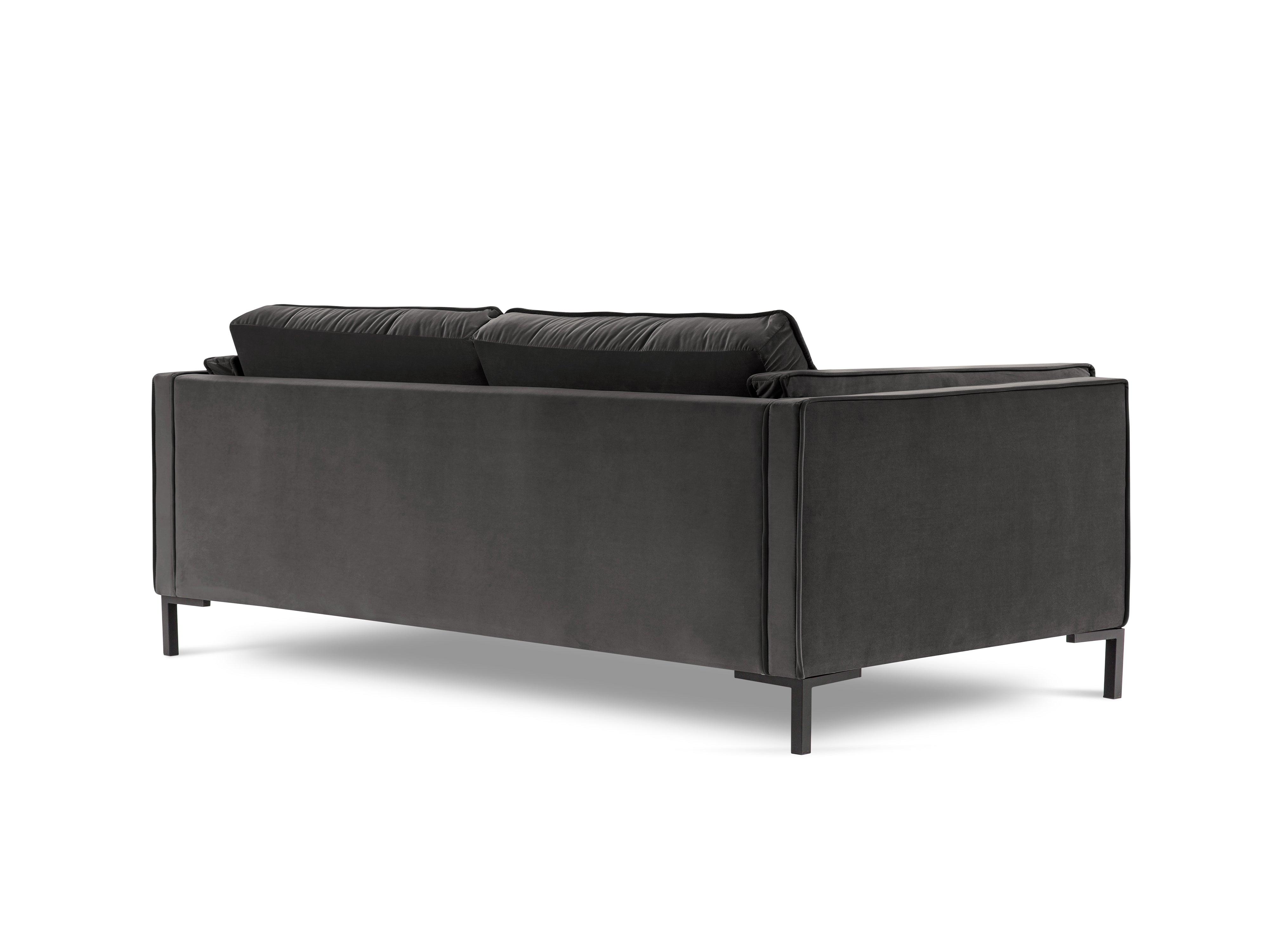 Sofa aksamitna 4-osobowa LUIS ciemnoszary z czarną podstawą Milo Casa    Eye on Design