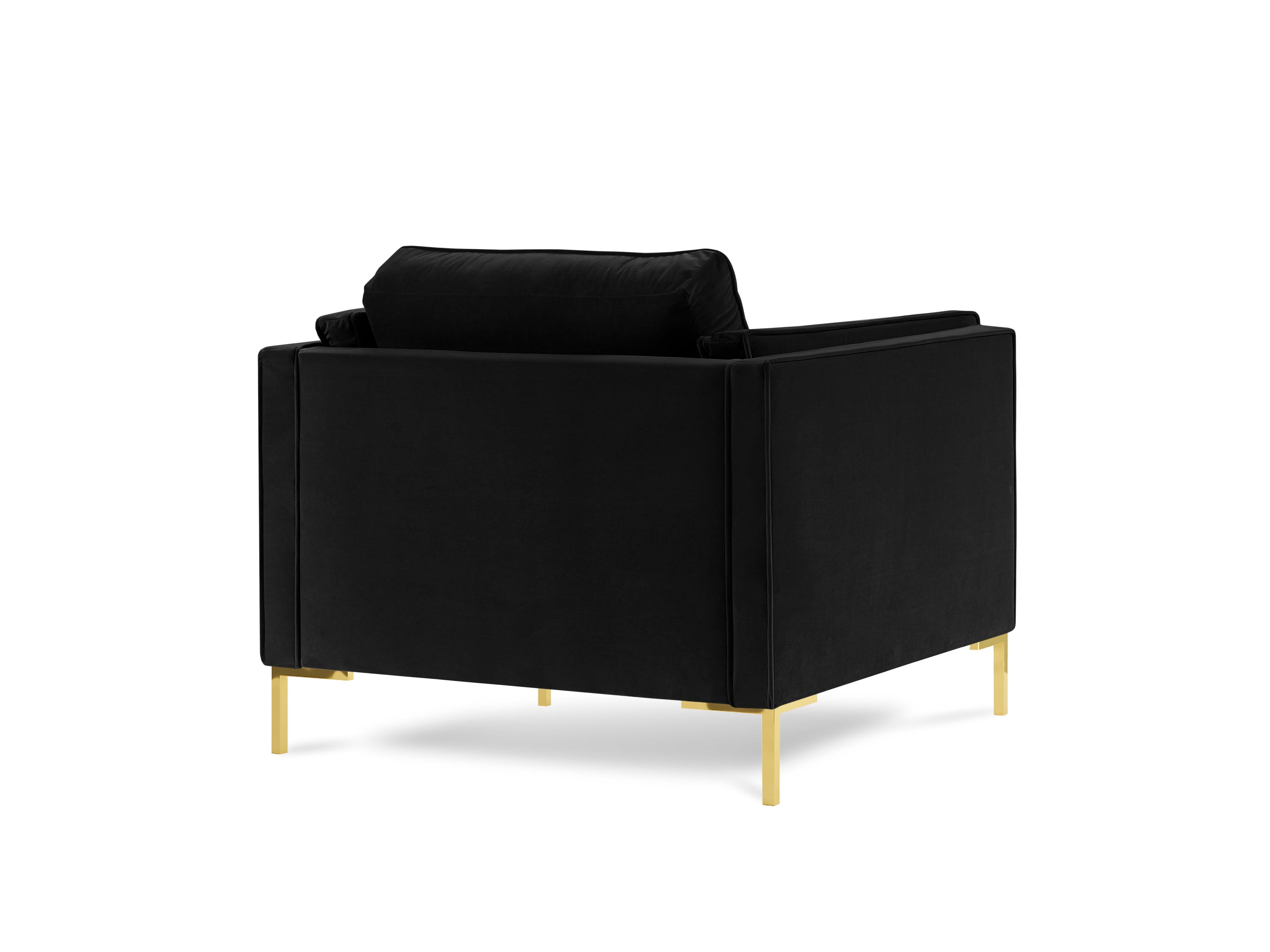 Fotel aksamitny LUIS czarny ze złotą podstawą Milo Casa    Eye on Design