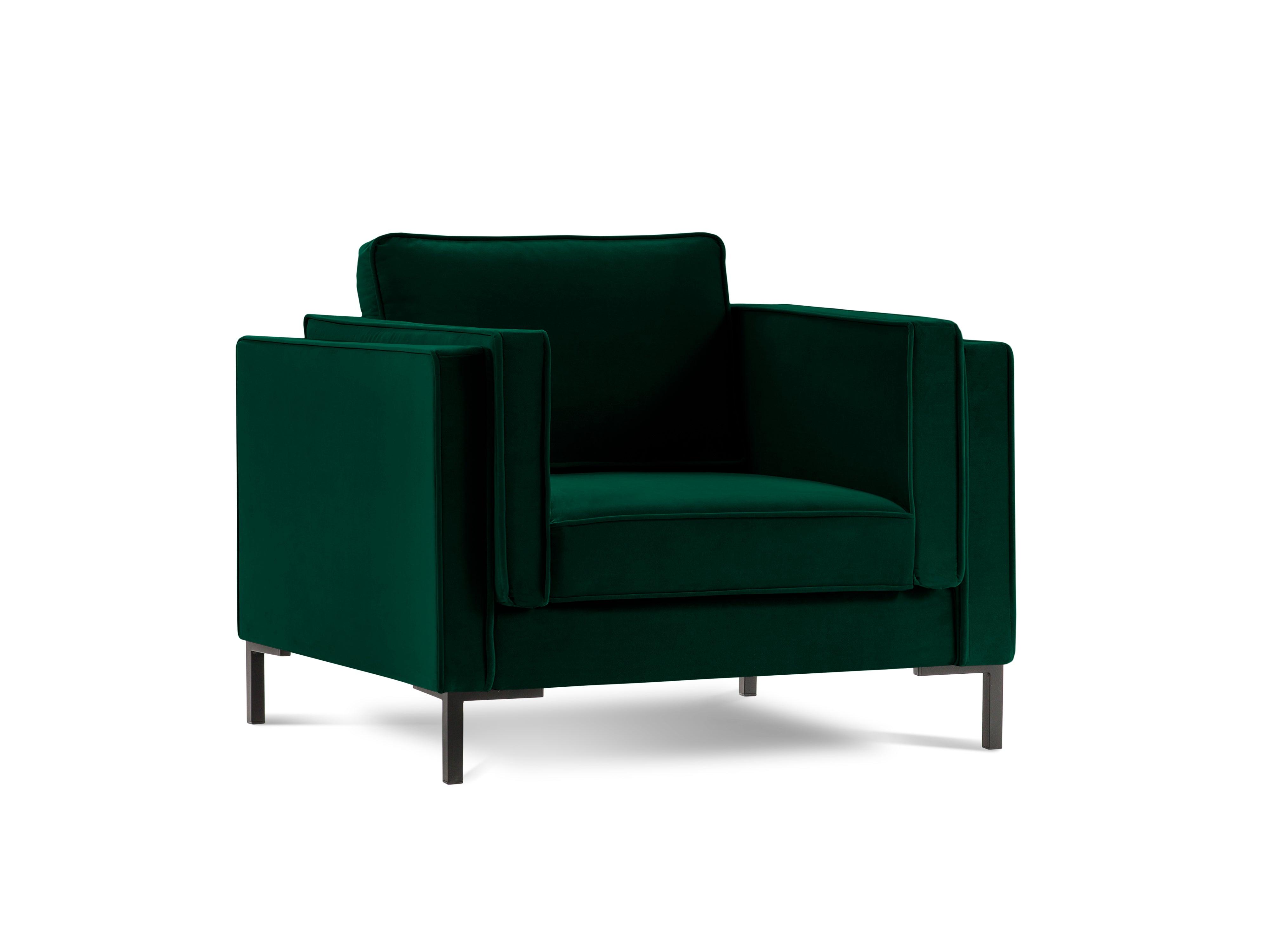 Fotel aksamitny LUIS zieleń butelkowa z czarną podstawą Milo Casa    Eye on Design