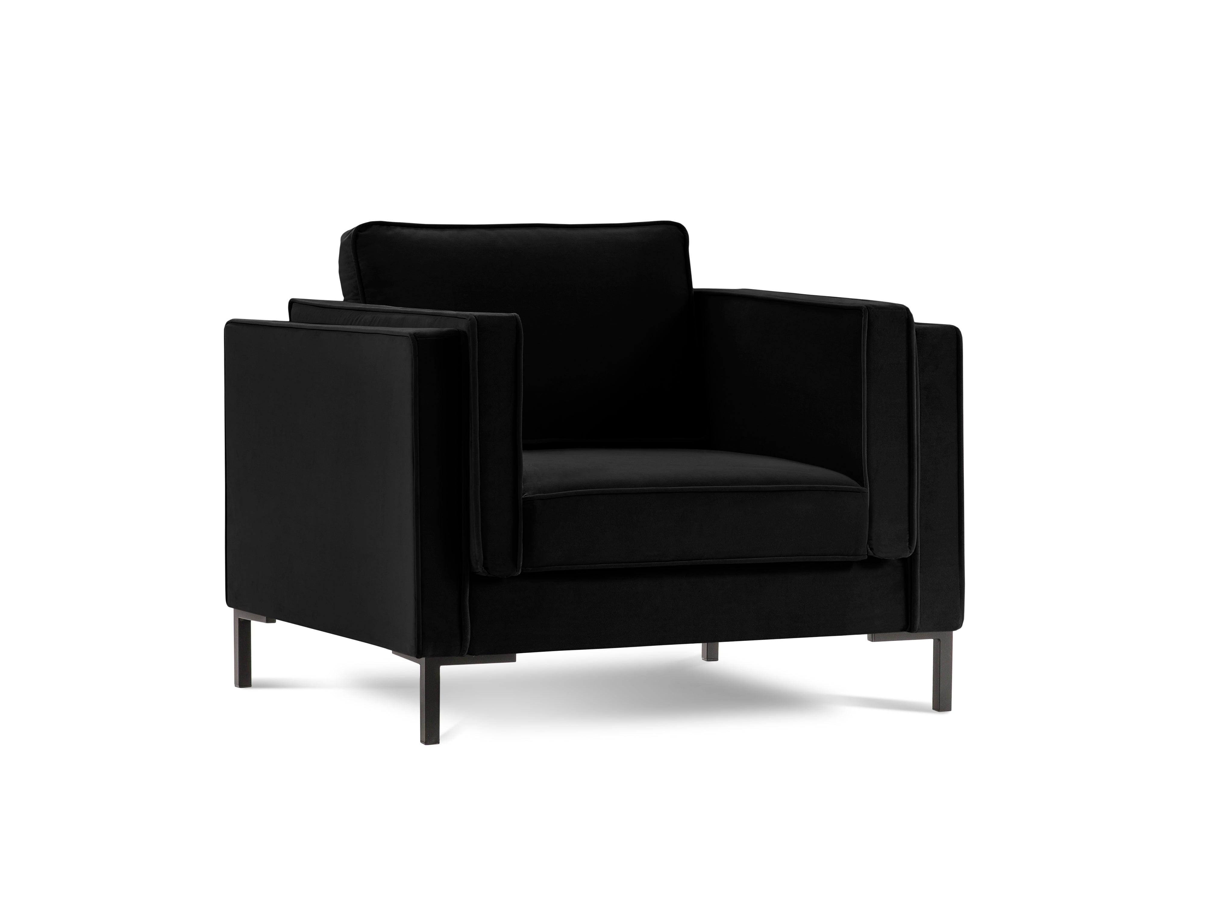 Fotel aksamitny LUIS czarny z czarną podstawą Milo Casa    Eye on Design