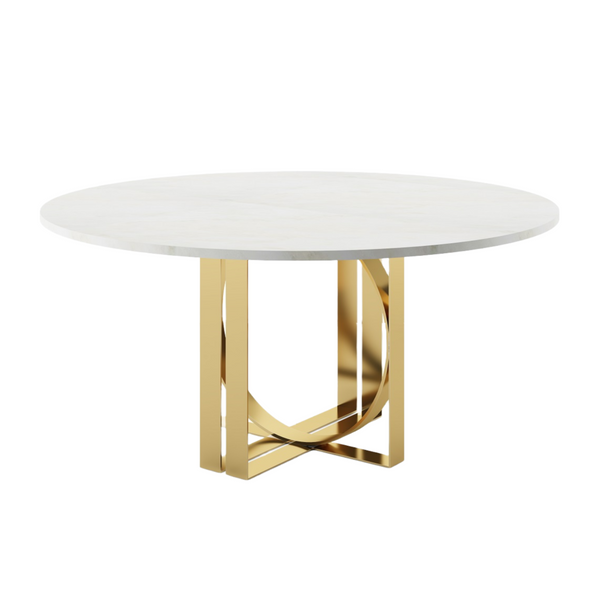Stół RING biały marmur ze złotą podstawą Absynth    Eye on Design