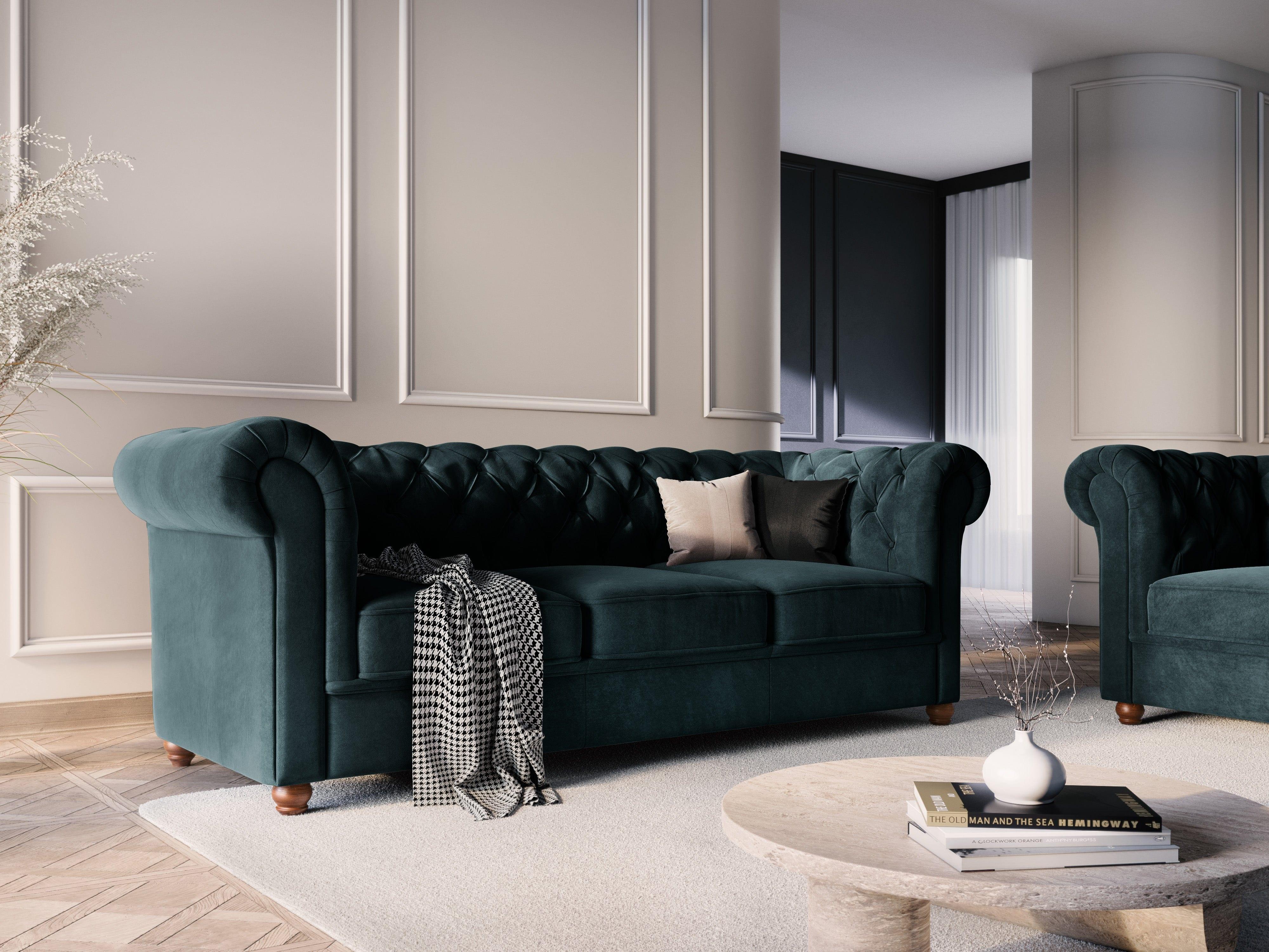 Sofa aksamitna 3-osobowa PHOEBE petrol, Windsor & Co, Eye on Design