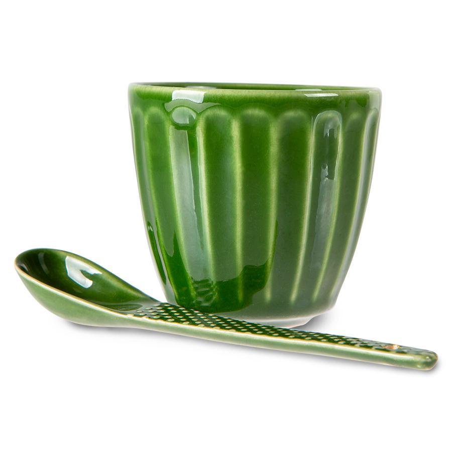 Zestaw 4 łyżeczek ceramicznych teksturowanych EMERALDS zielony HKliving    Eye on Design
