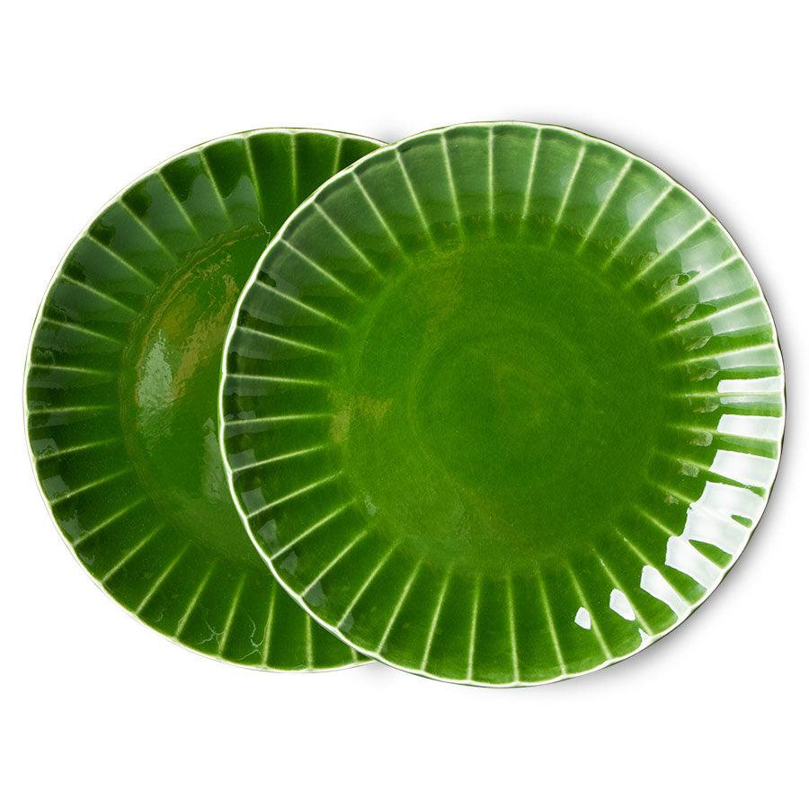 Zestaw 2 ceramicznych żebrowanych talerzy EMERALDS zielony HKliving    Eye on Design