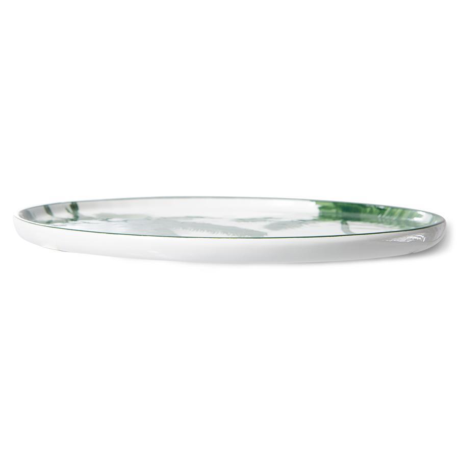 Ceramiczny talerz obiadowy Bold&Basic w palmy biało-zielony HKliving    Eye on Design