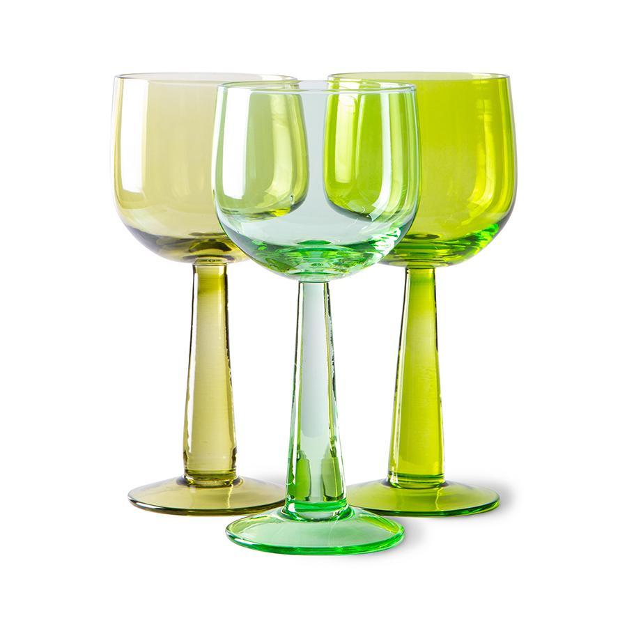 Zestaw 4 kieliszków do wina EMERALDS wysoki limonkowy zielony HKliving    Eye on Design