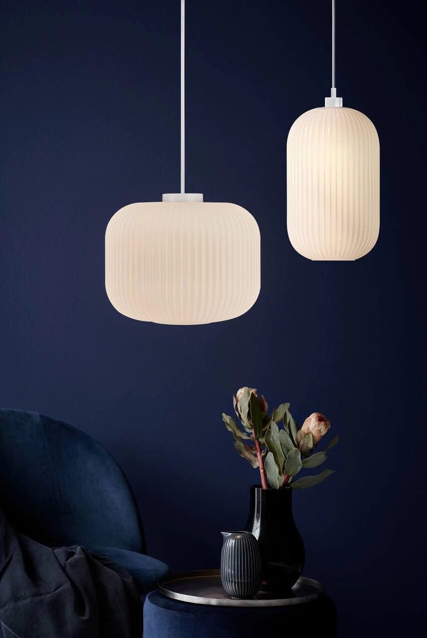 Lampa wisząca MILFORD OVAL szkło z białym wykończeniem Nordlux    Eye on Design