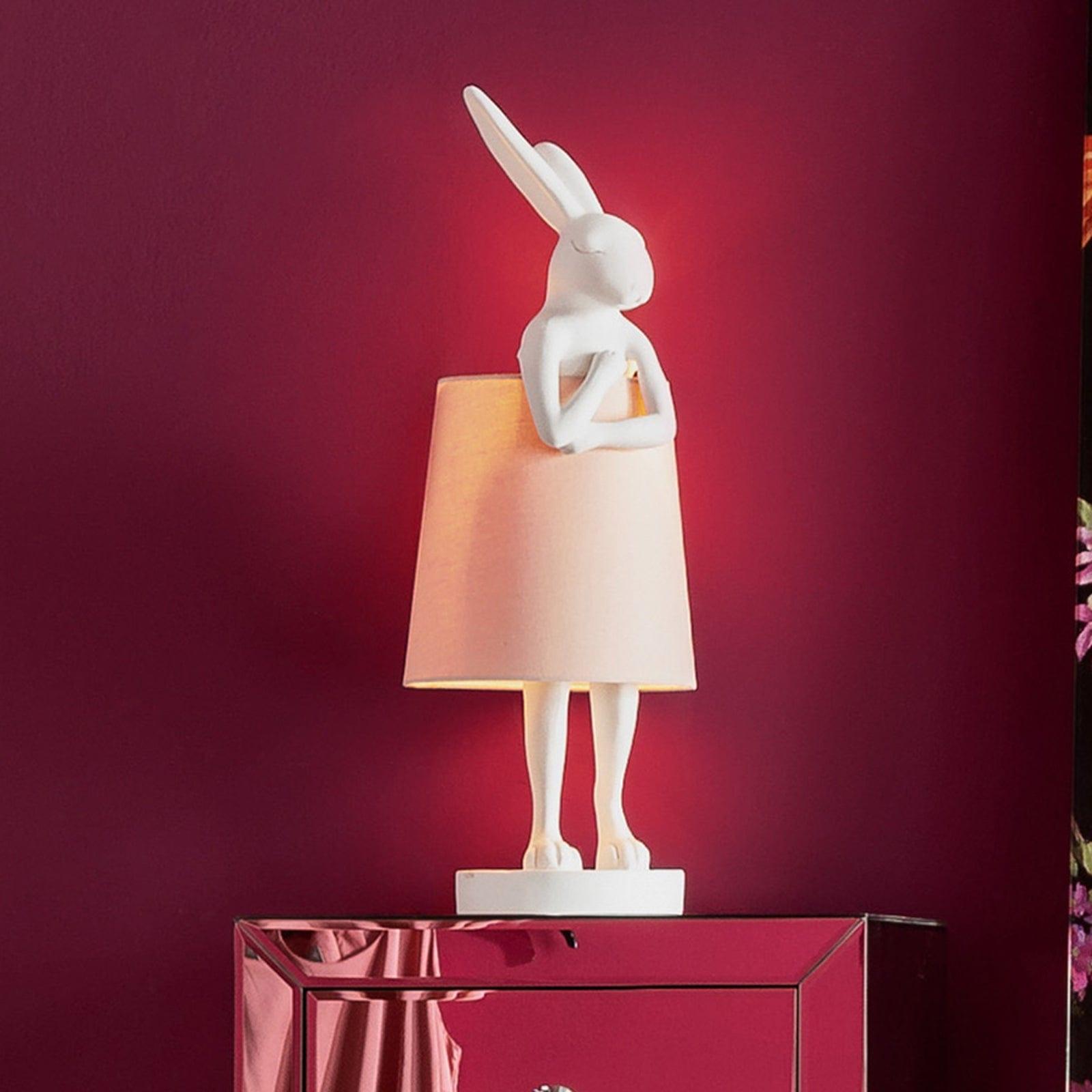 Lampa stołowa RABBIT biały z różowym kloszem Kare Design    Eye on Design