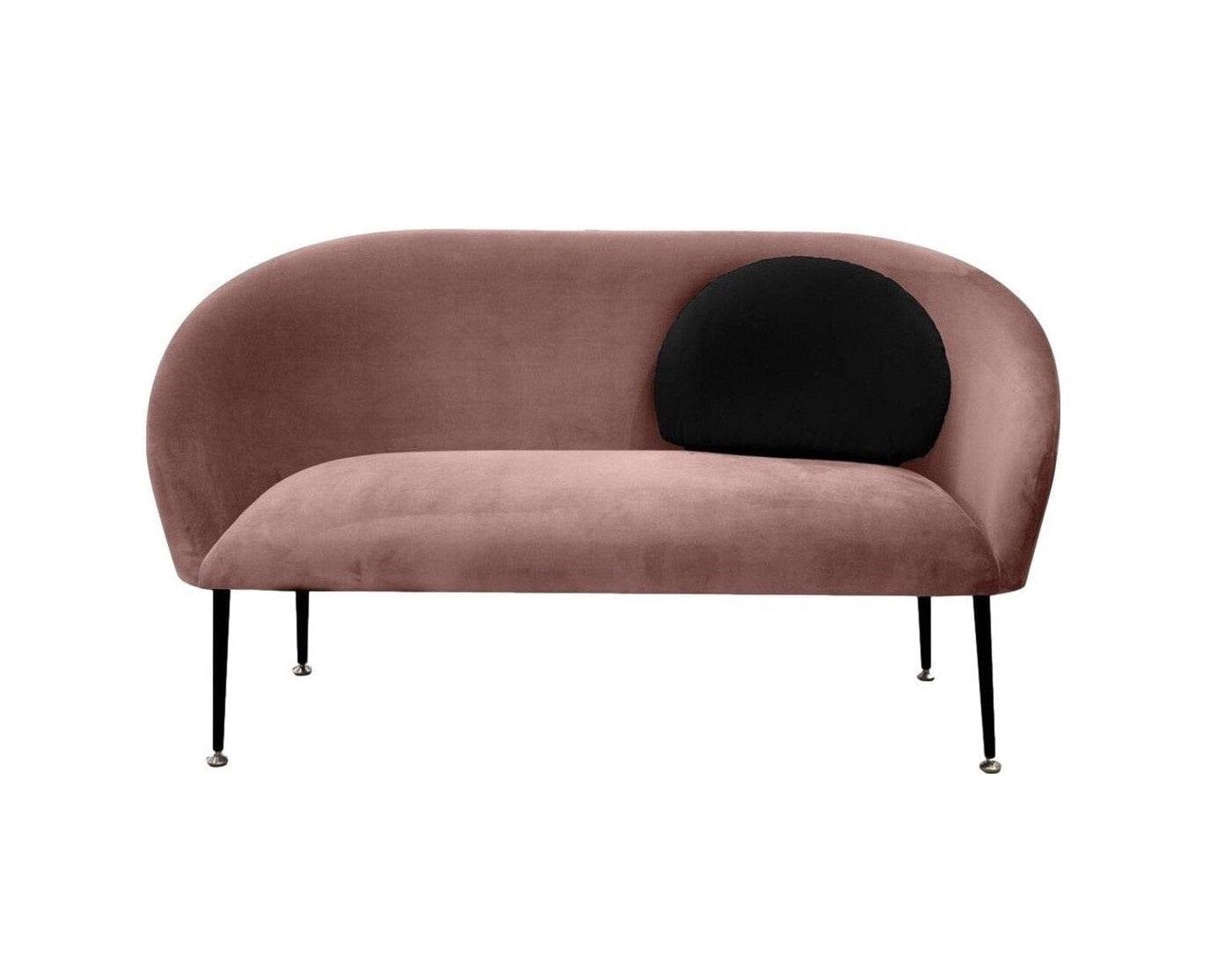 Sofa PLUM brudny róż z czarną poduszką Happy Barok    Eye on Design