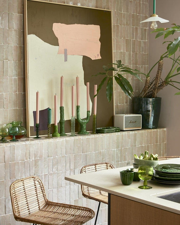 Szklany świecznik EMERALDS L miętowy zielony - Eye on Design