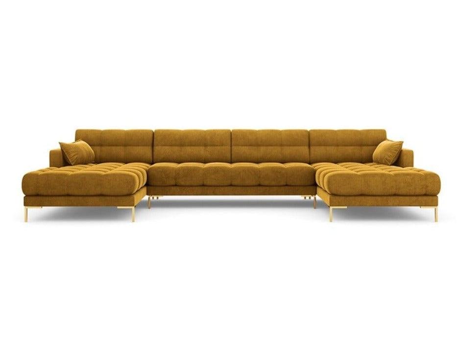 sofa musztardowa aksamitna 