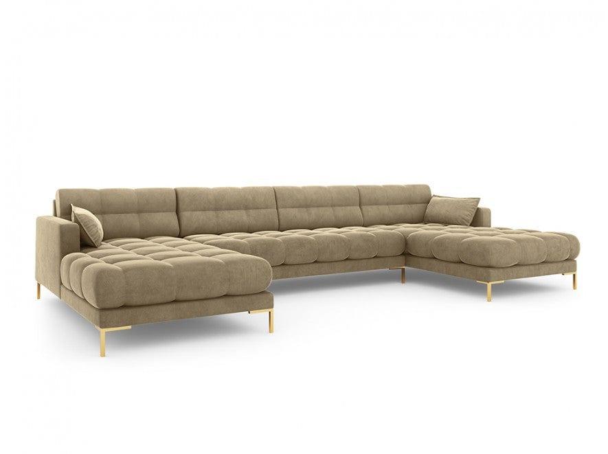 sofa panoramiczna aksamitna beżowa 
