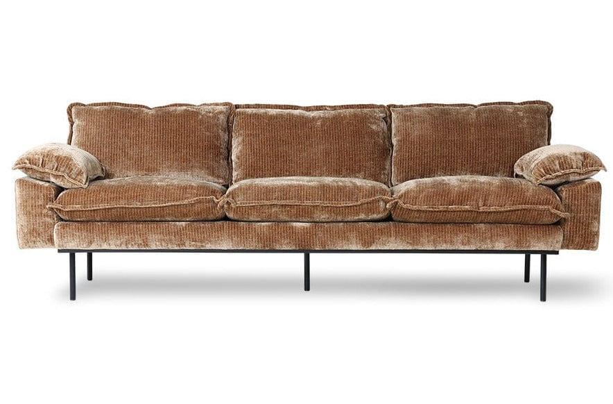Sofa aksamitna 4-osobowa RETRO postarzane złoto HKliving    Eye on Design
