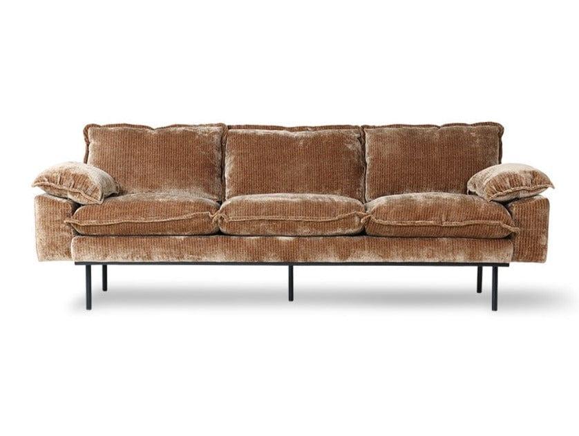 Sofa aksamitna 3-osobowa RETRO postarzane złoto HKliving    Eye on Design