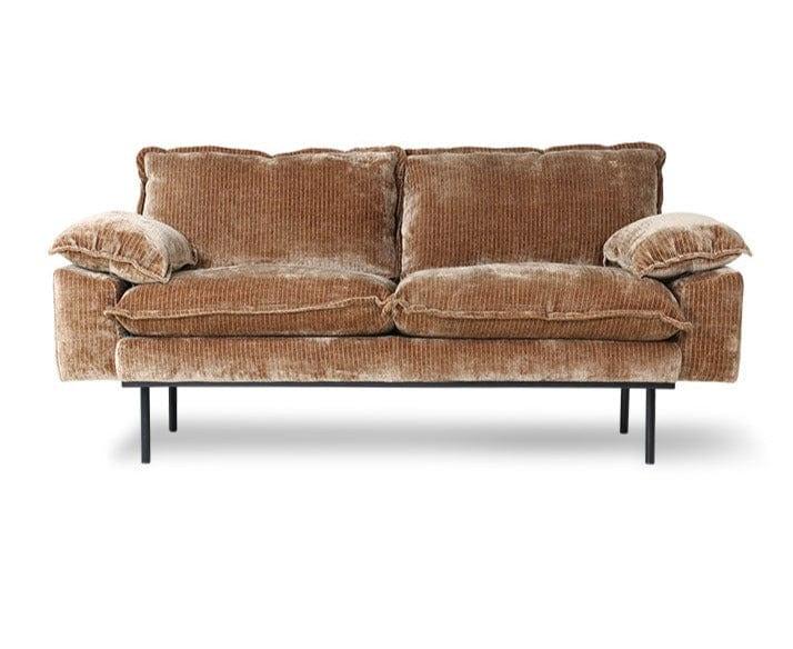 Sofa aksamitna 2-osobowa RETRO postarzane złoto HKliving    Eye on Design