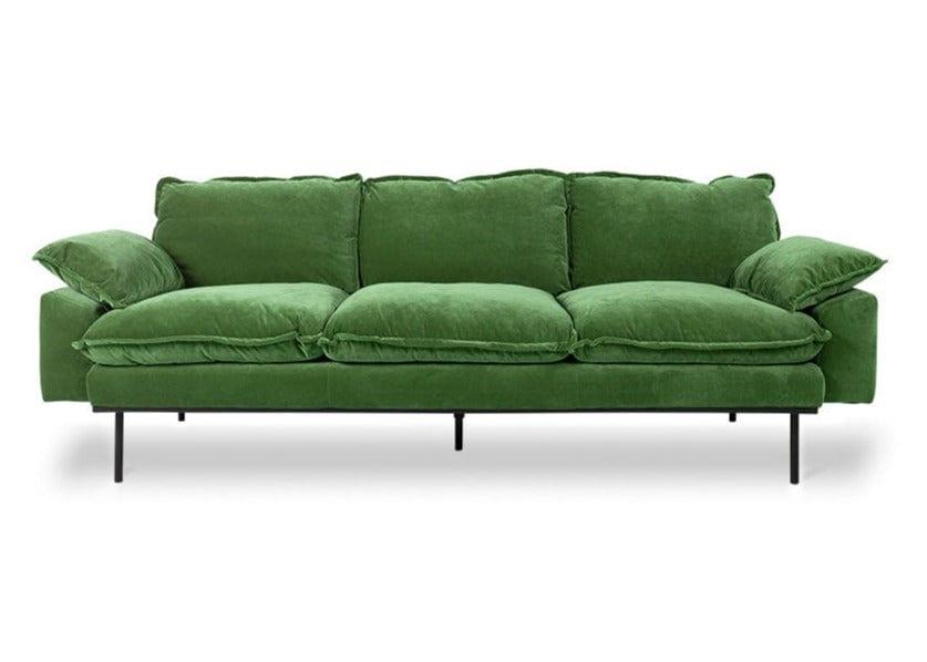 Sofa aksamitna 4-osobowa RETRO zielona HKliving    Eye on Design