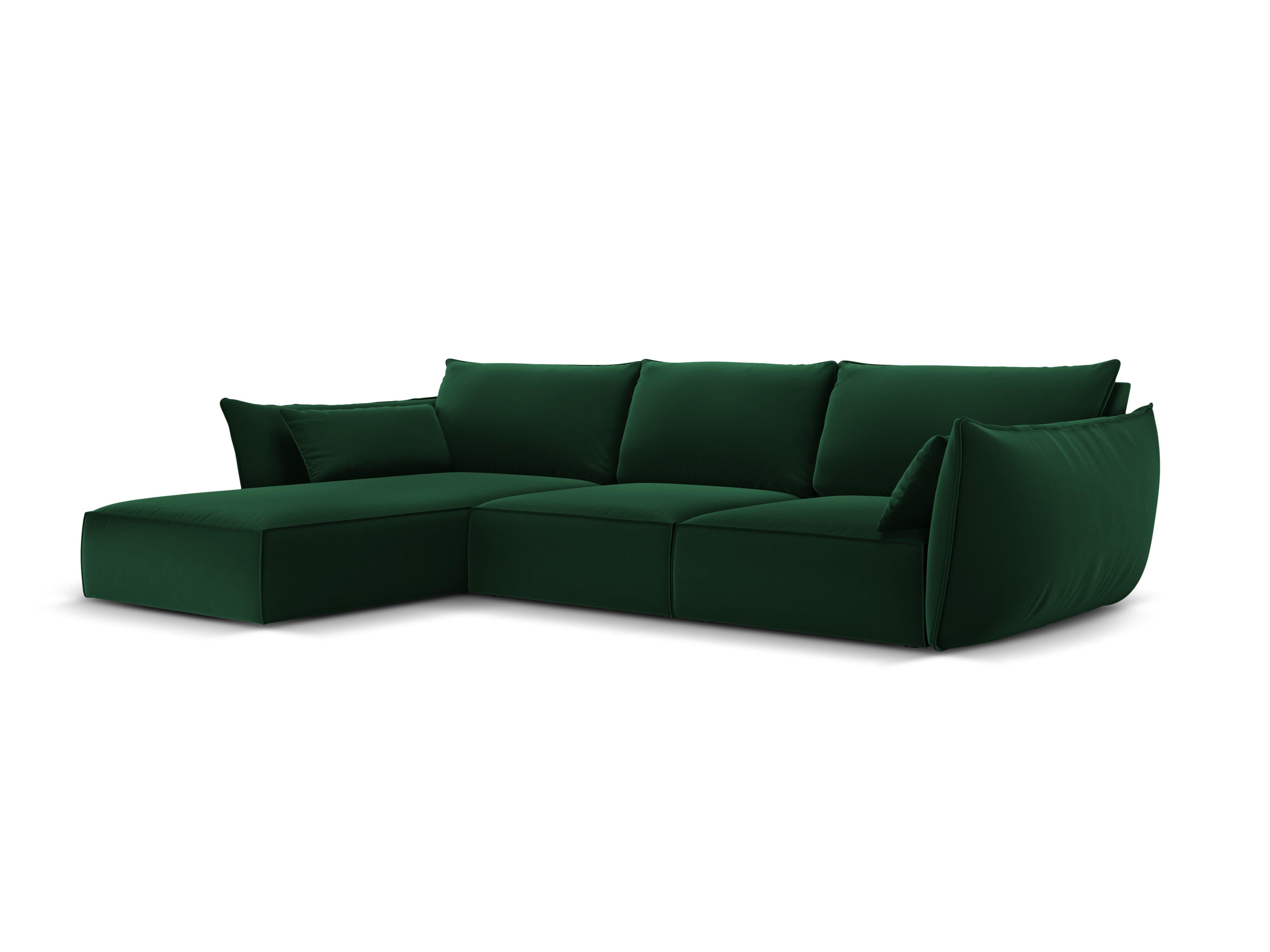 Narożnik aksamitny lewostronny 4-osobowy VANDA butelkowa zieleń Mazzini Sofas    Eye on Design