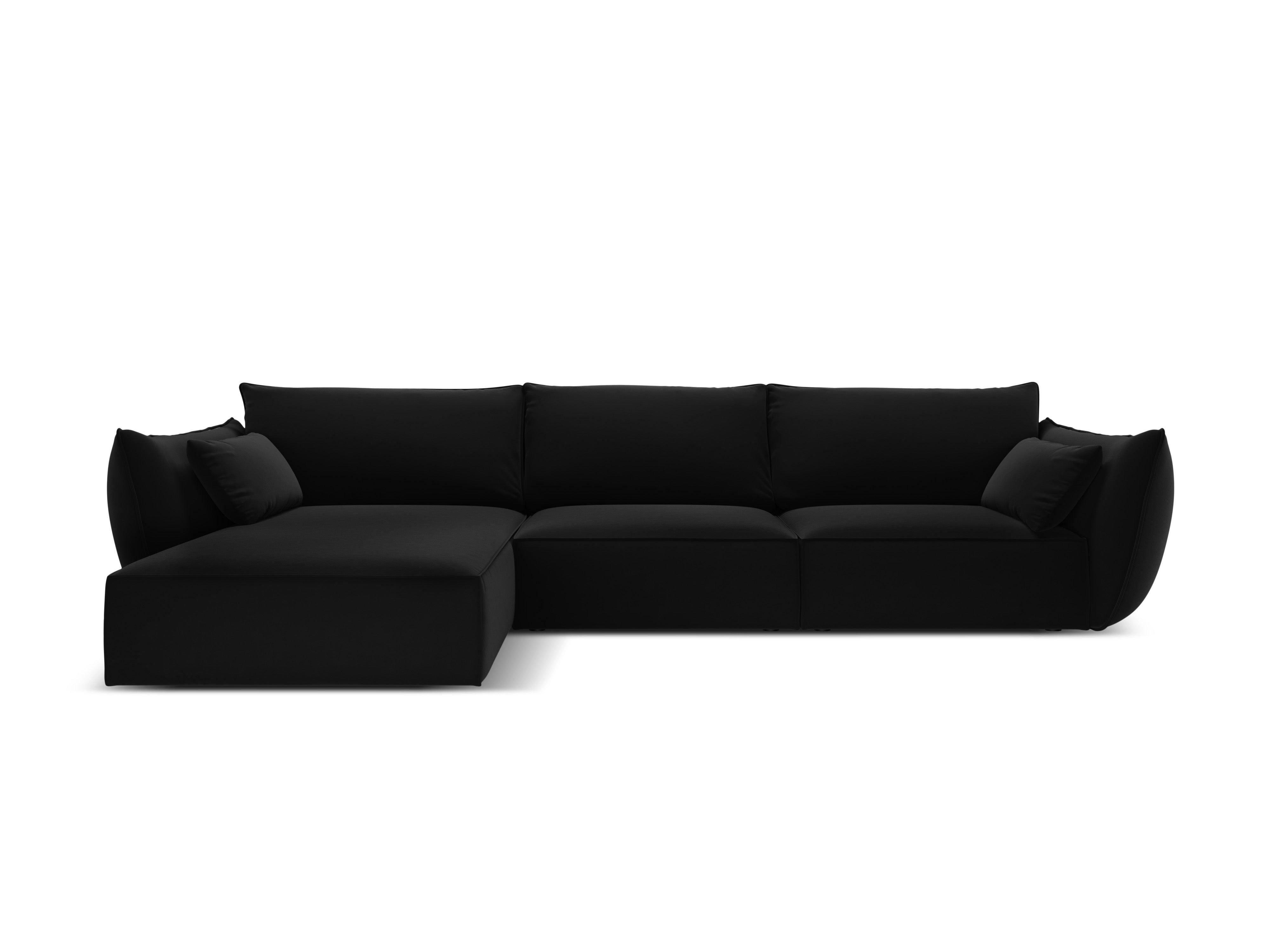 Narożnik aksamitny lewostronny 4-osobowy VANDA czarny Mazzini Sofas    Eye on Design