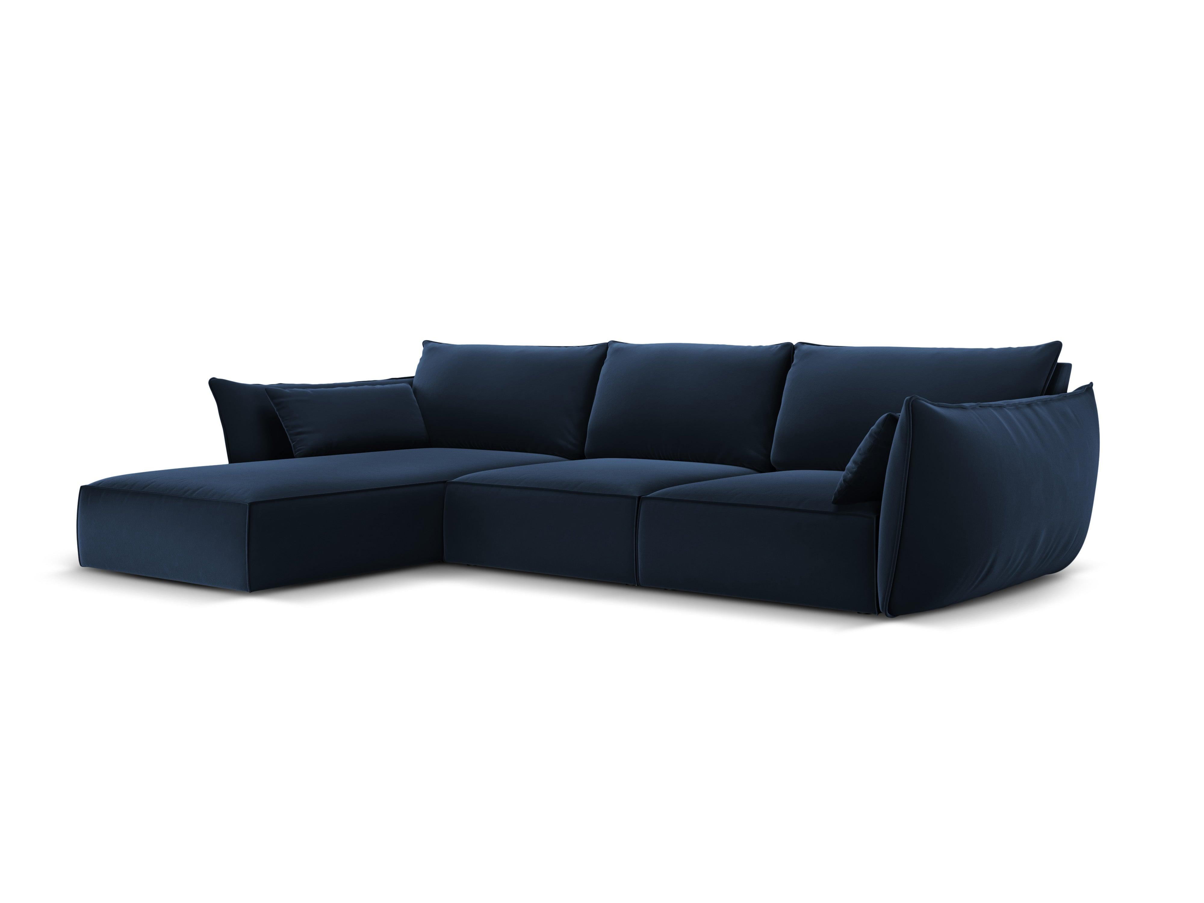 Narożnik aksamitny lewostronny 4-osobowy VANDA granatowy Mazzini Sofas    Eye on Design