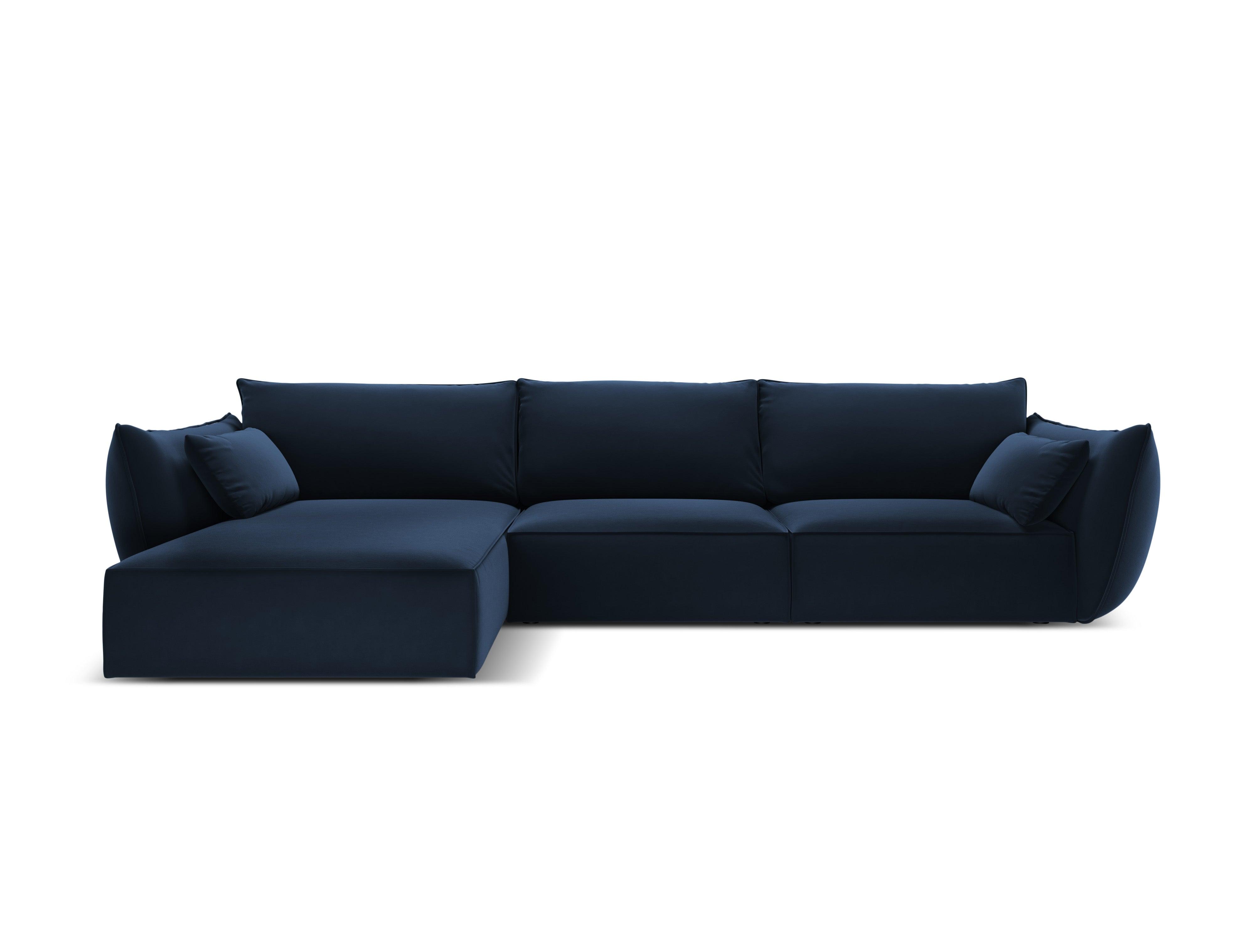 Narożnik aksamitny lewostronny 4-osobowy VANDA granatowy Mazzini Sofas    Eye on Design