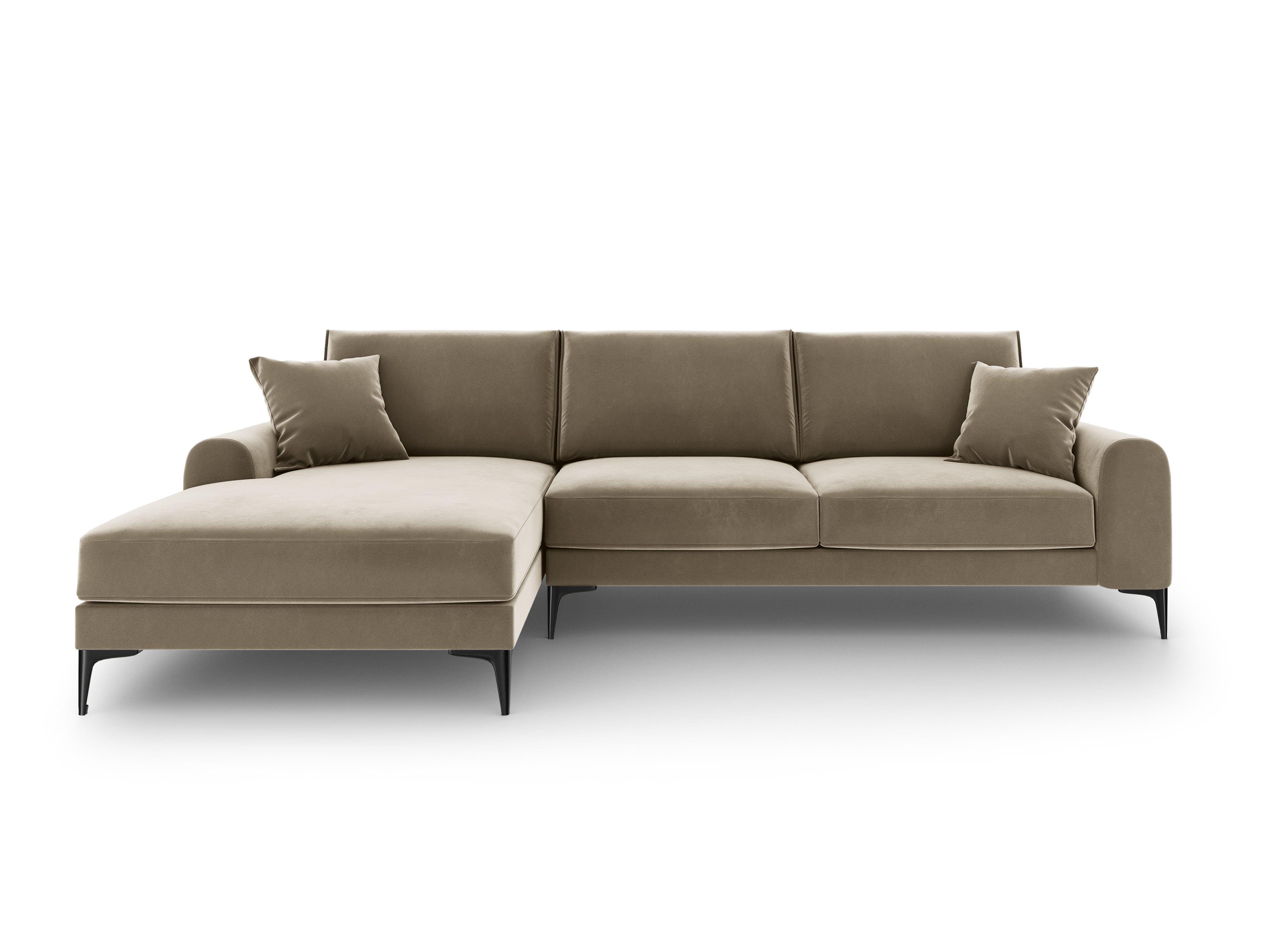 Narożnik aksamitny lewostronny MADARA cappuccino z czarną podstawą Mazzini Sofas    Eye on Design