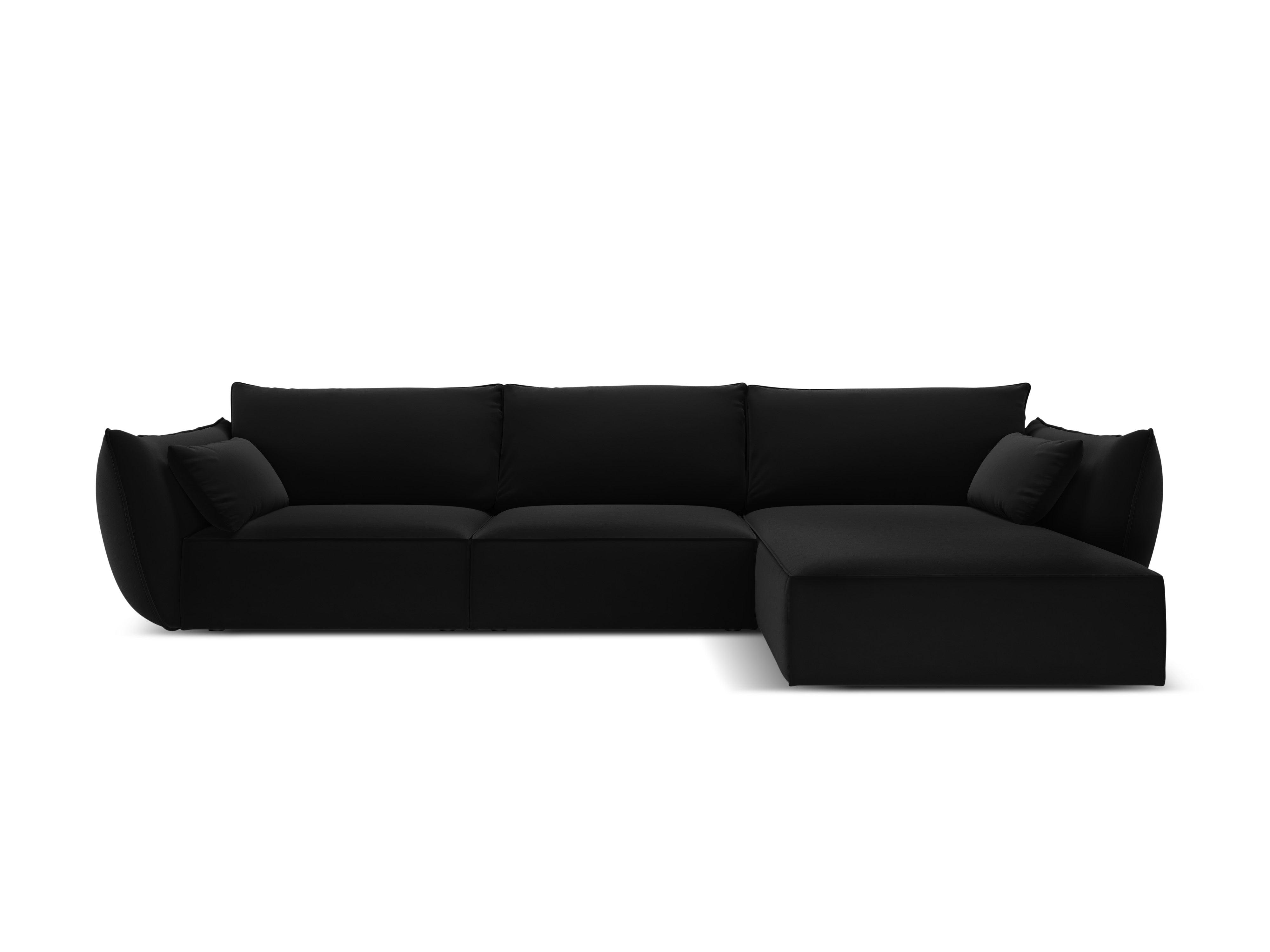 Narożnik aksamitny prawostronny 4-osobowy VANDA czarny Mazzini Sofas    Eye on Design