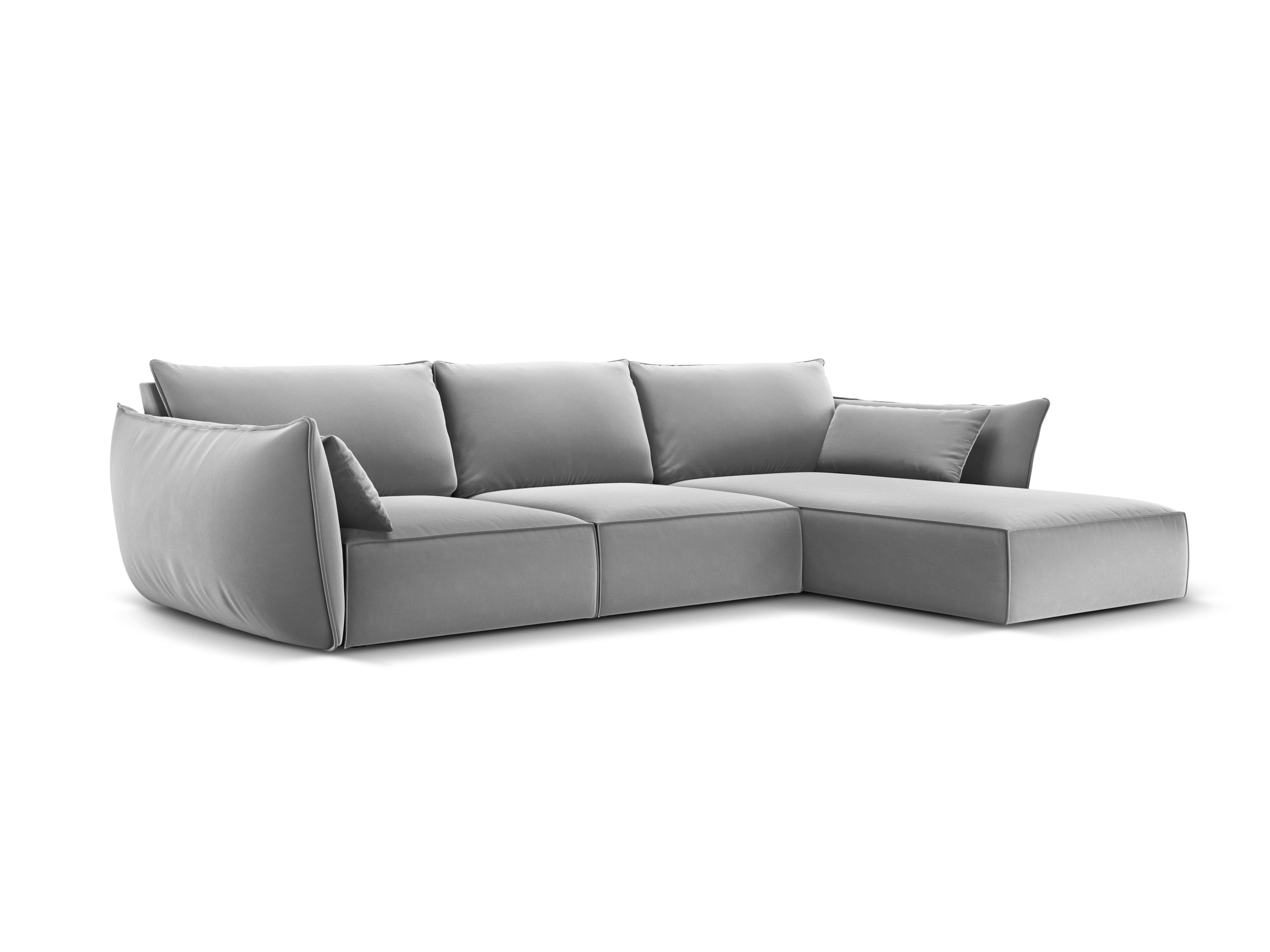 Narożnik aksamitny prawostronny 4-osobowy VANDA szary Mazzini Sofas    Eye on Design