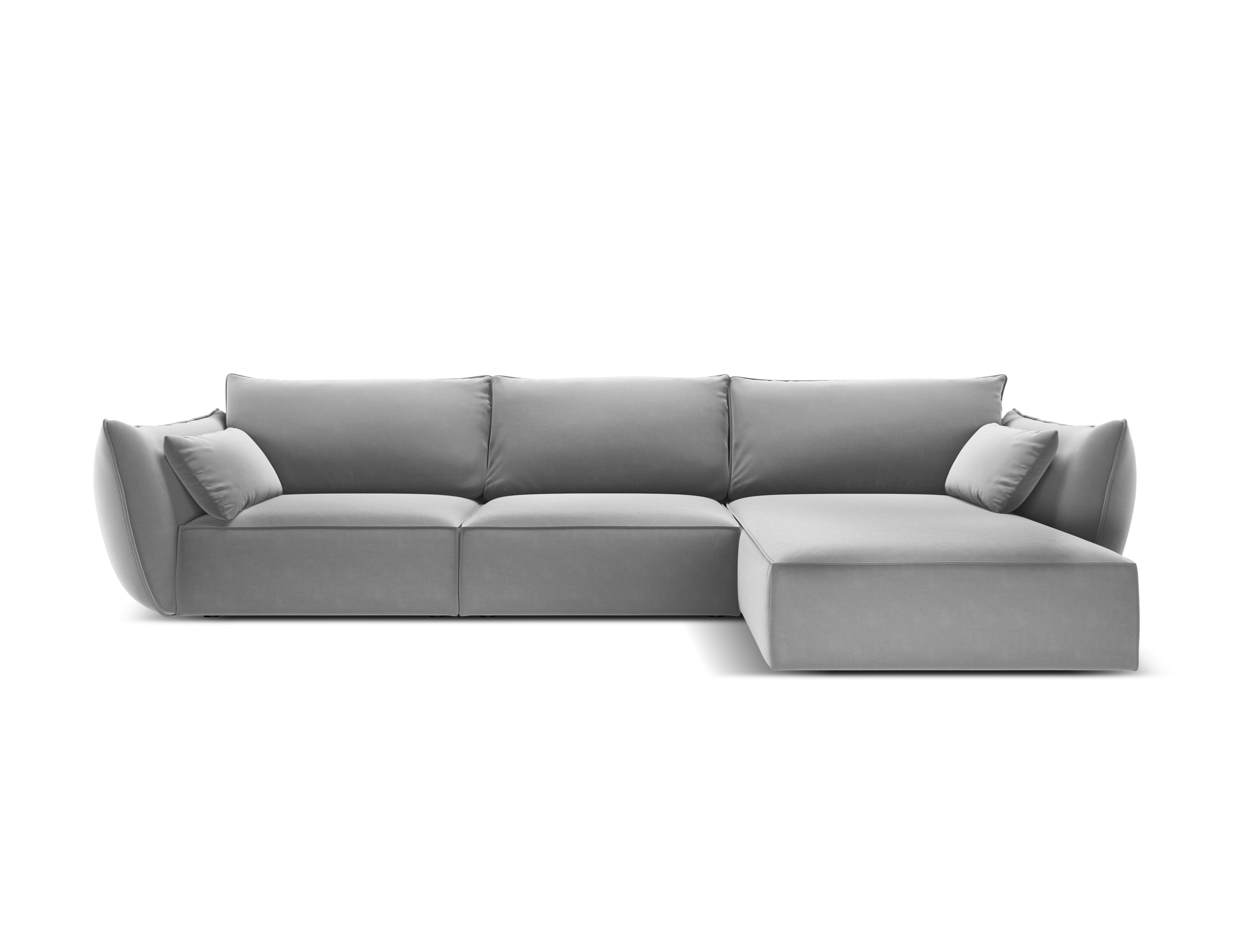 Narożnik aksamitny prawostronny 4-osobowy VANDA szary Mazzini Sofas    Eye on Design