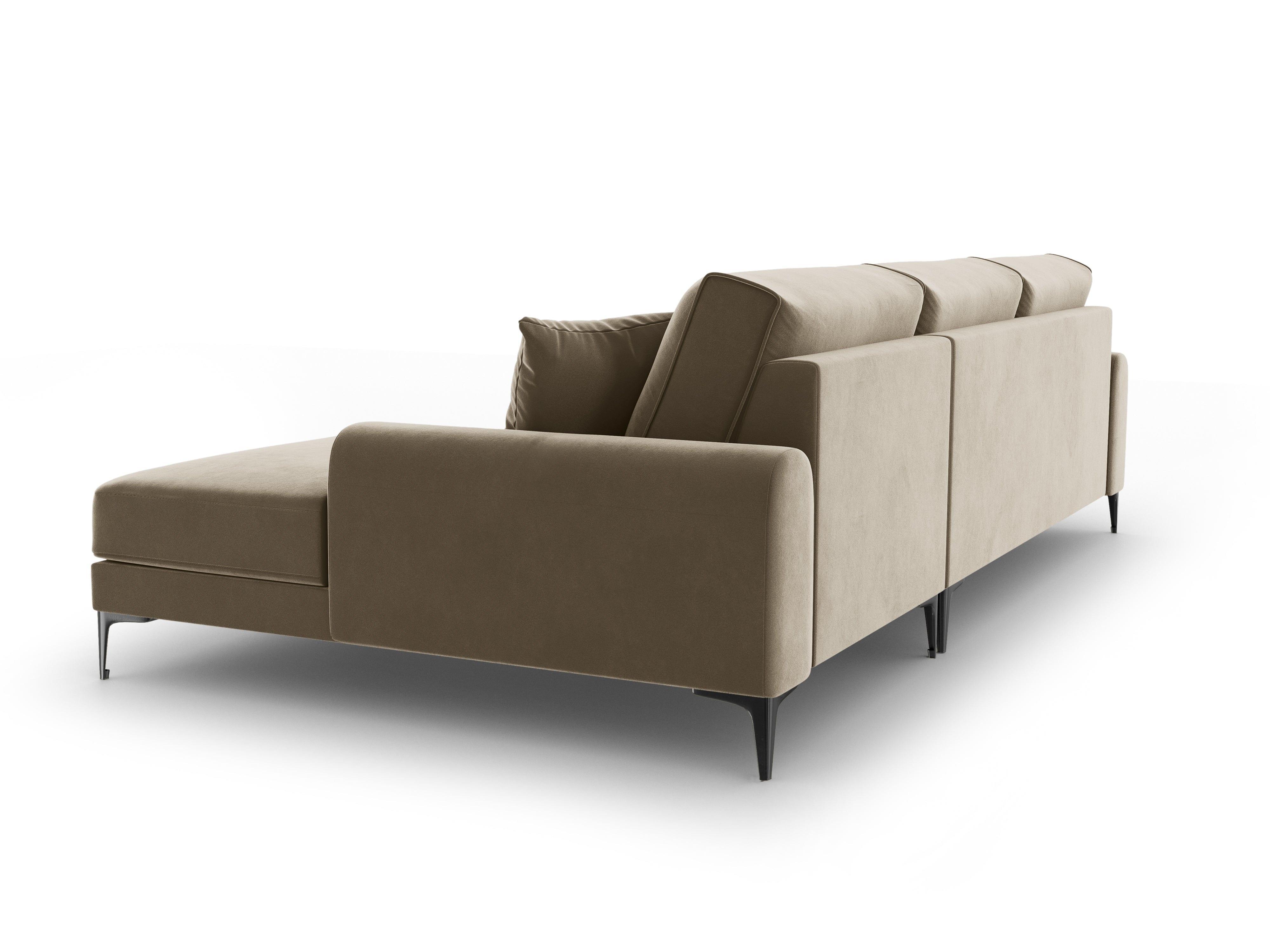 Narożnik aksamitny prawostronny MADARA cappuccino z czarną podstawą Mazzini Sofas    Eye on Design