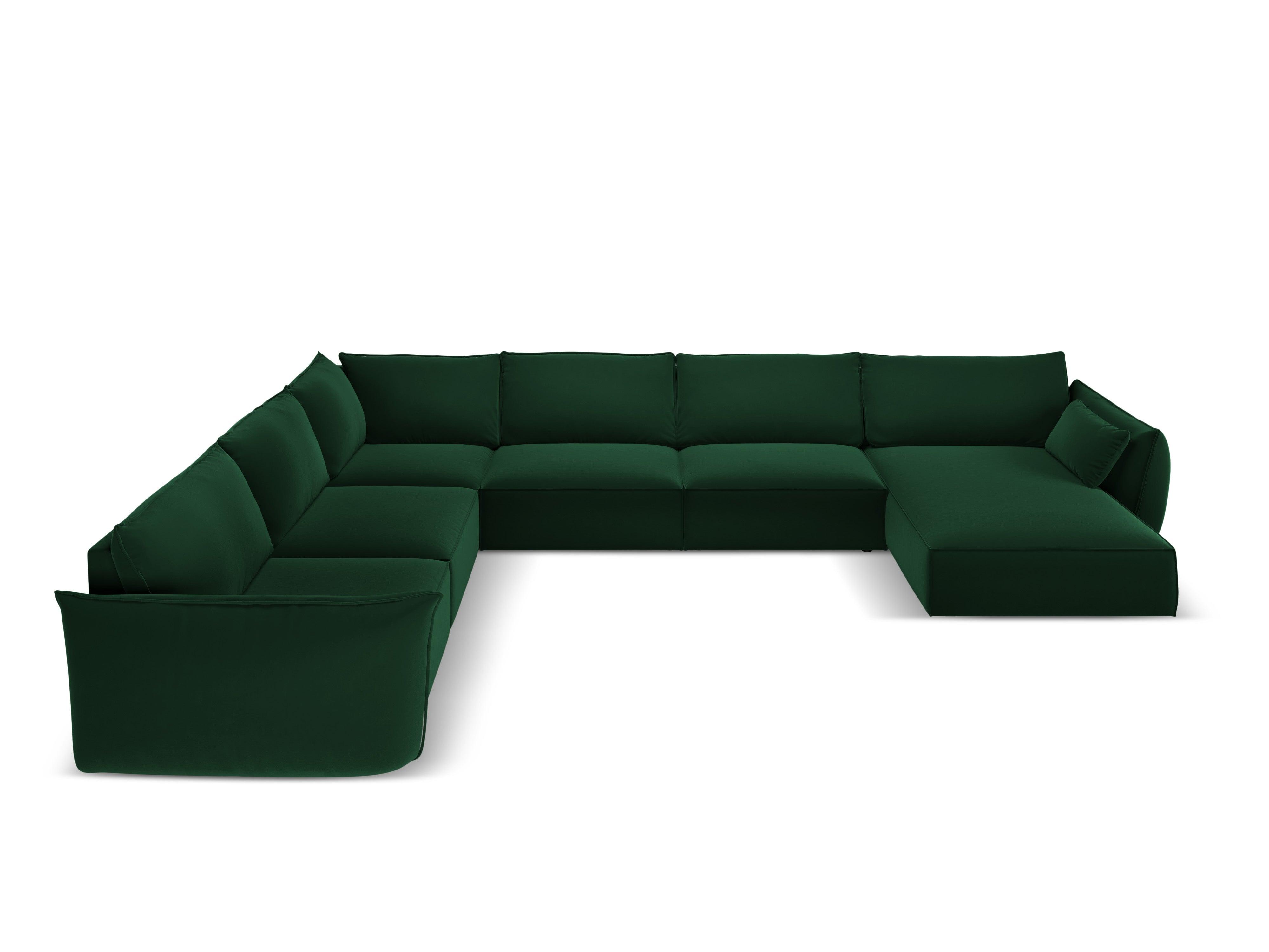 Narożnik panoramiczny aksamitny lewostronny VANDA butelkowa zieleń Mazzini Sofas    Eye on Design