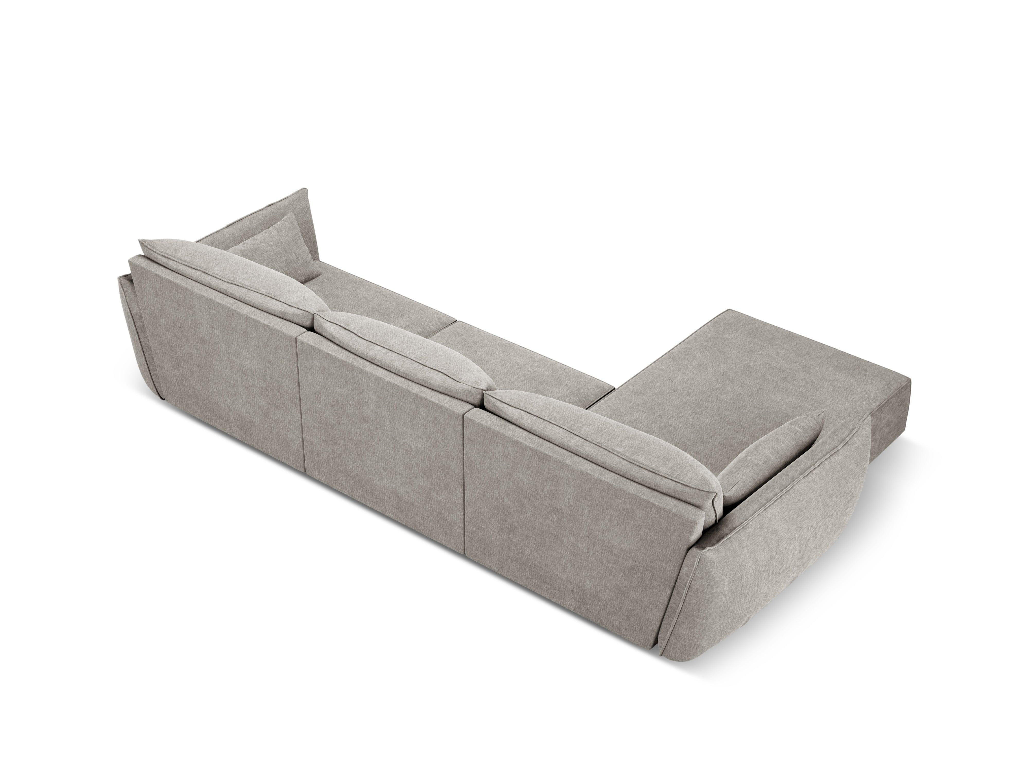 Narożnik w tkaninie szenilowej lewostronny 4-osobowy VANDA jasnoszary Mazzini Sofas    Eye on Design