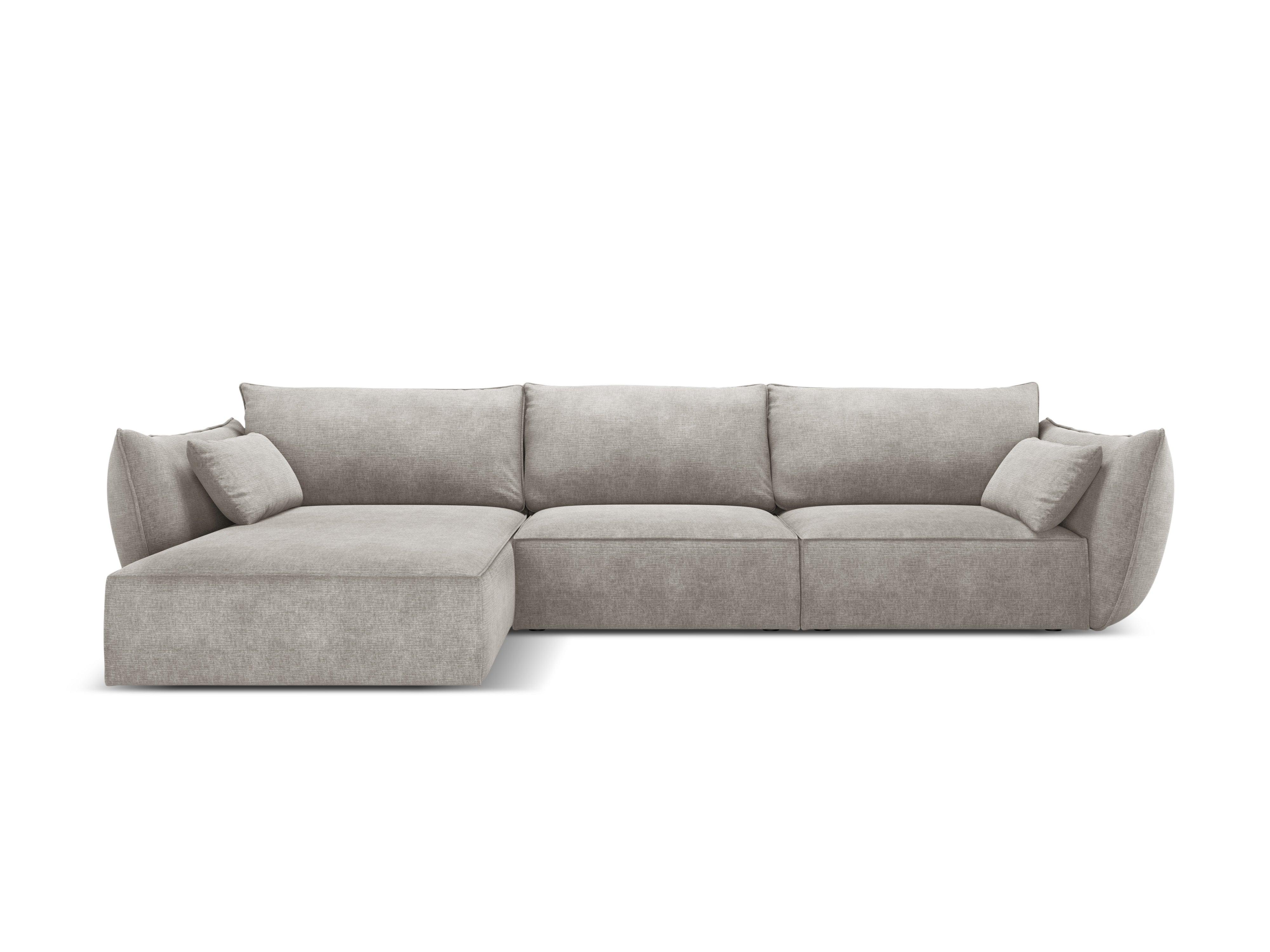 Narożnik w tkaninie szenilowej lewostronny 4-osobowy VANDA jasnoszary Mazzini Sofas    Eye on Design