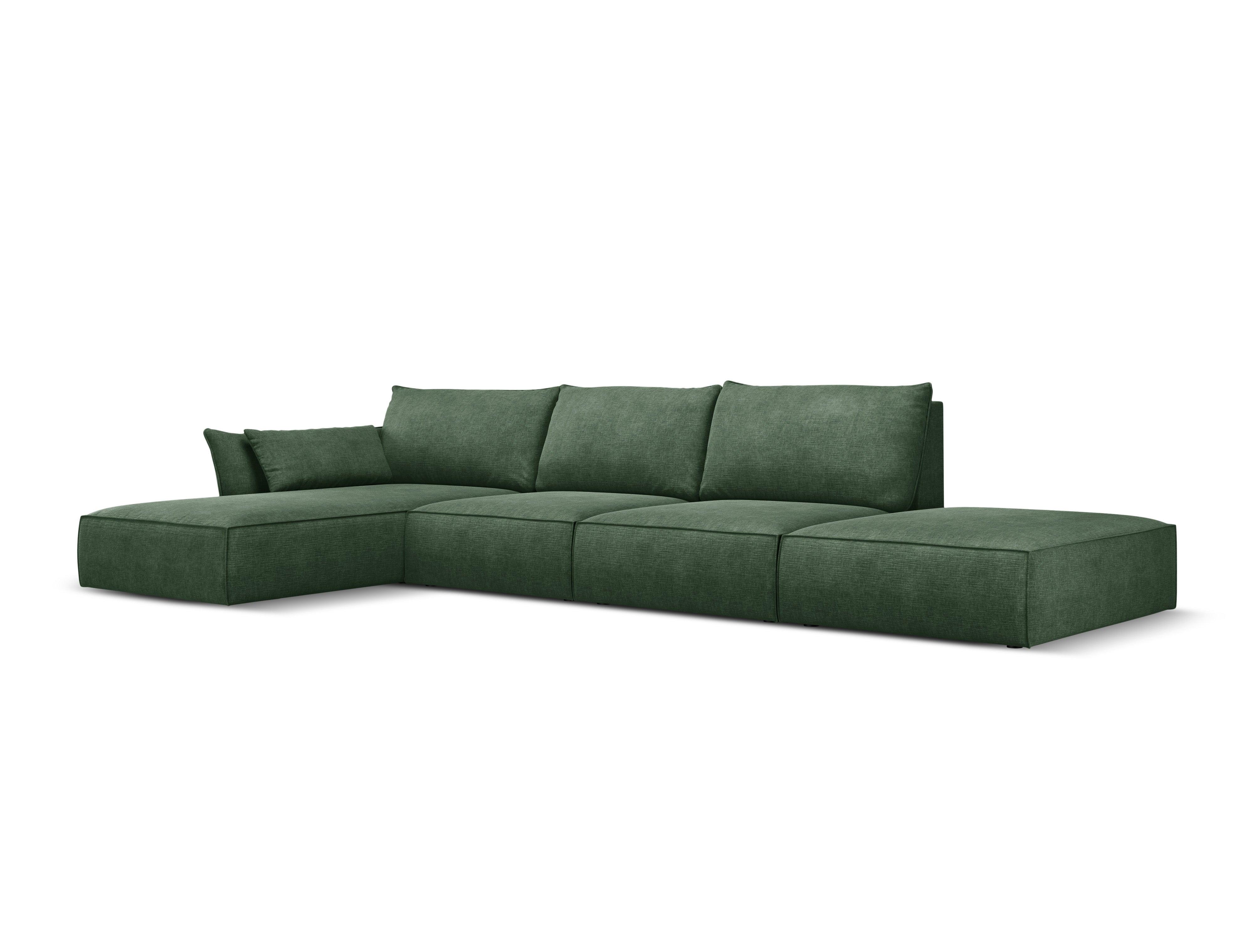 Narożnik w tkaninie szenilowej lewostronny otwarty VANDA butelkowa zieleń Mazzini Sofas    Eye on Design