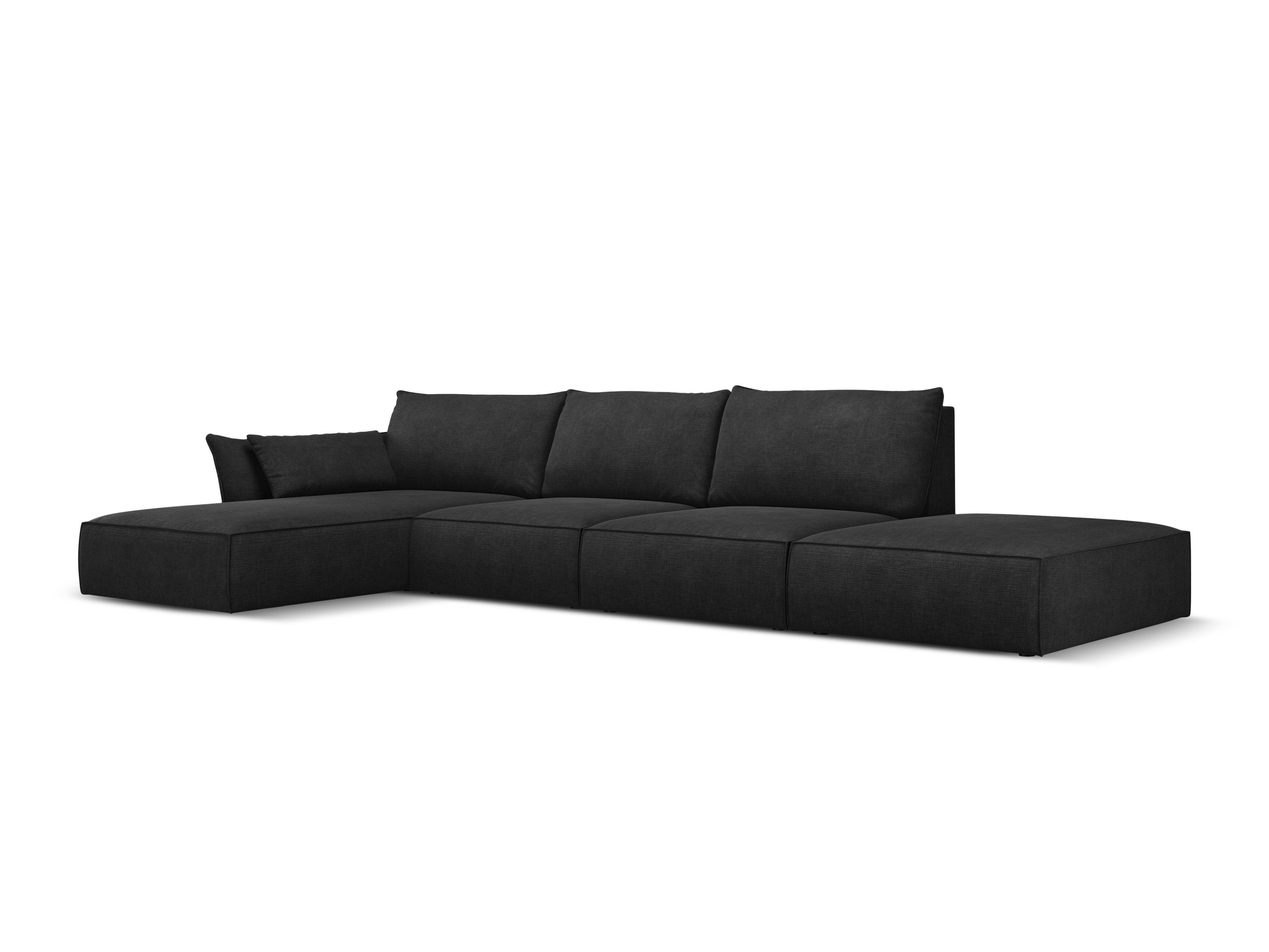 Narożnik w tkaninie szenilowej lewostronny otwarty VANDA czarny Mazzini Sofas    Eye on Design