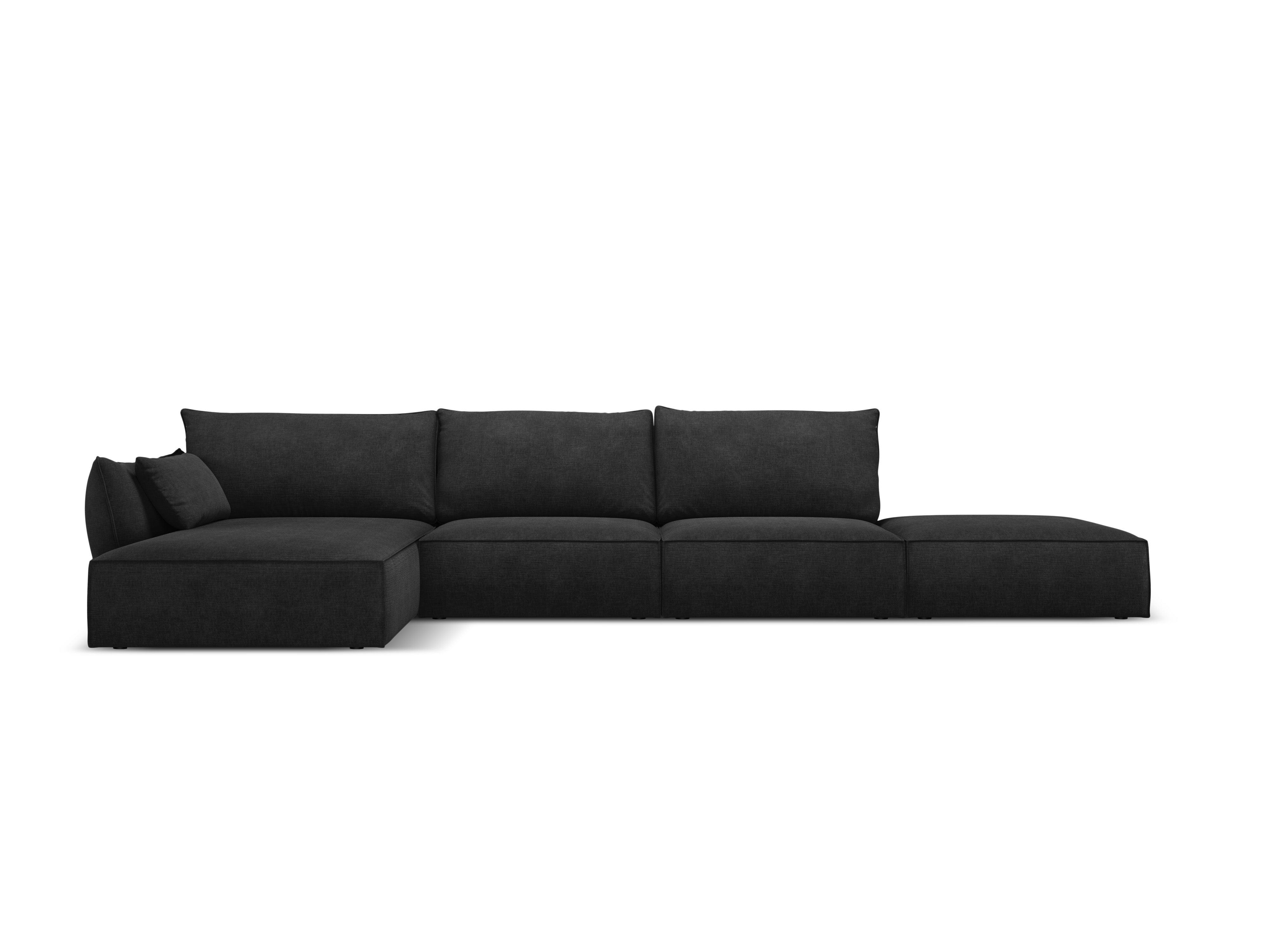 Narożnik w tkaninie szenilowej lewostronny otwarty VANDA czarny Mazzini Sofas    Eye on Design