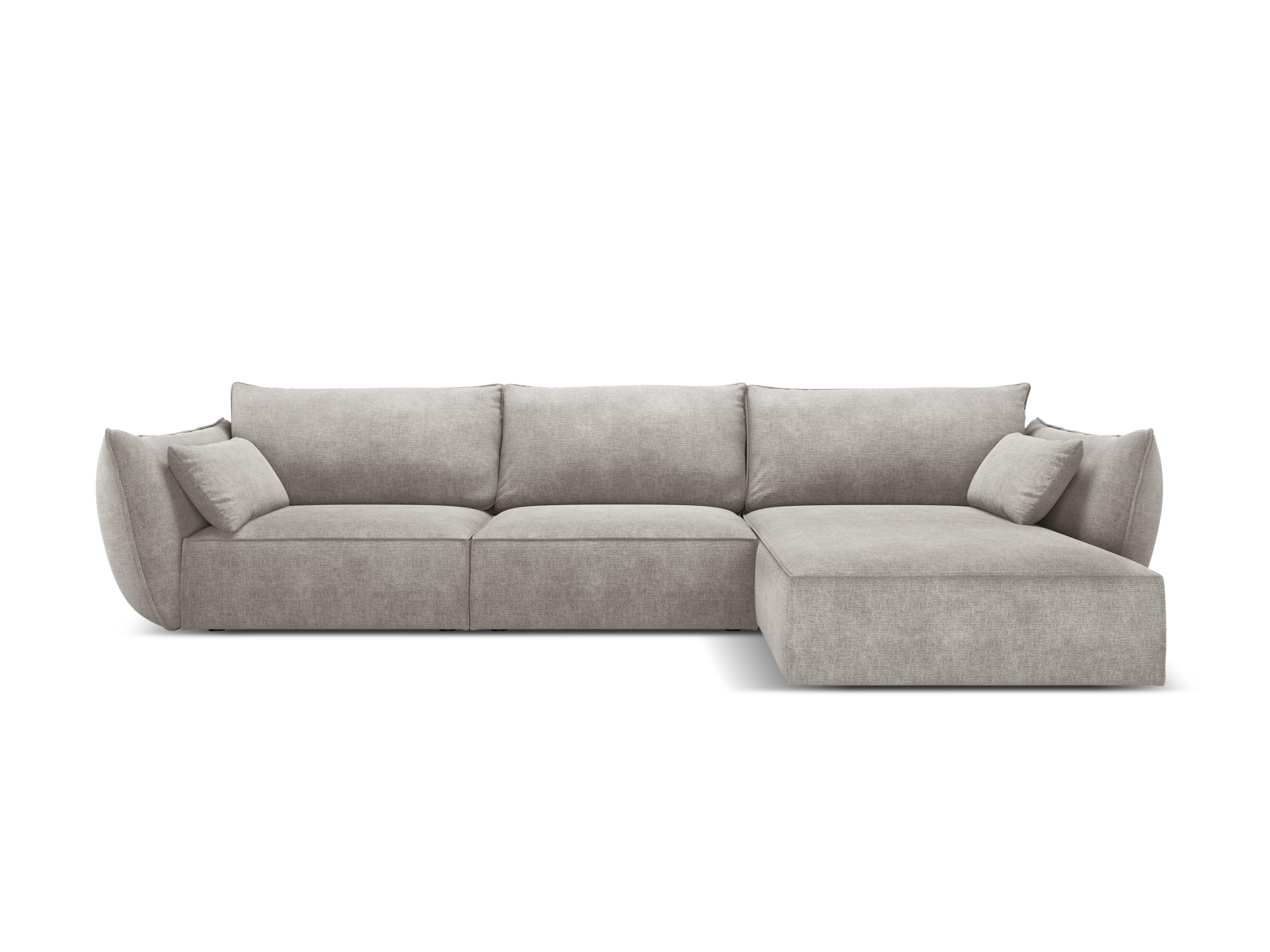 Narożnik w tkaninie szenilowej prawostronny 4-osobowy VANDA jasnoszary Mazzini Sofas    Eye on Design