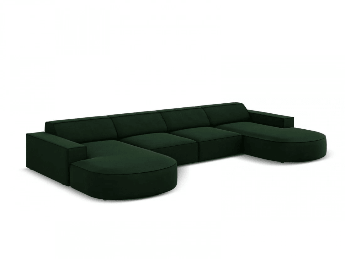 Sofa aksamitna panoramiczna okrągła JODIE butelkowa zieleń Micadoni    Eye on Design