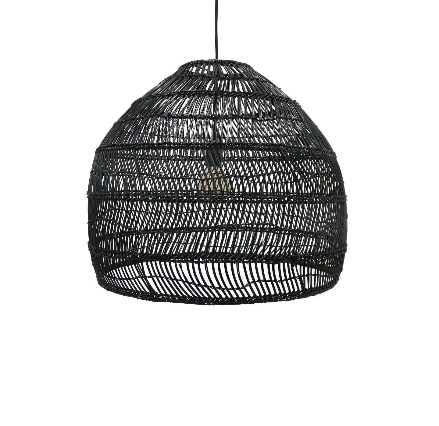 Lampa wisząca z wikliny czarna HKliving    Eye on Design
