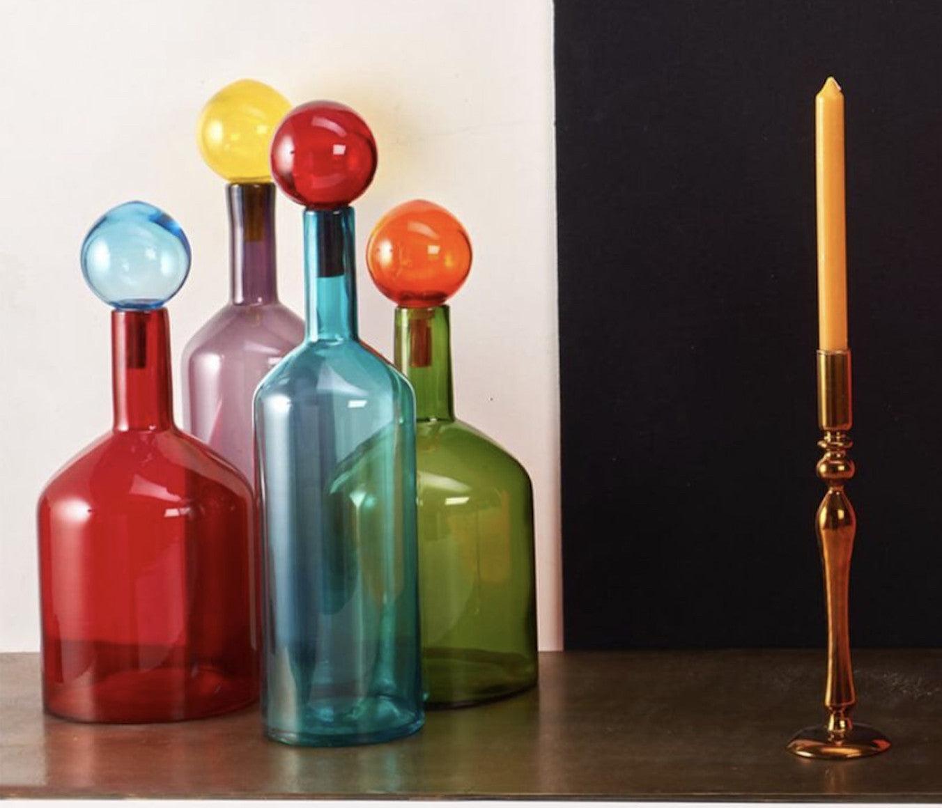 Zestaw butelek BUBBLES AND BOTTLES kolorowe szkło, Pols Potten, Eye on Design