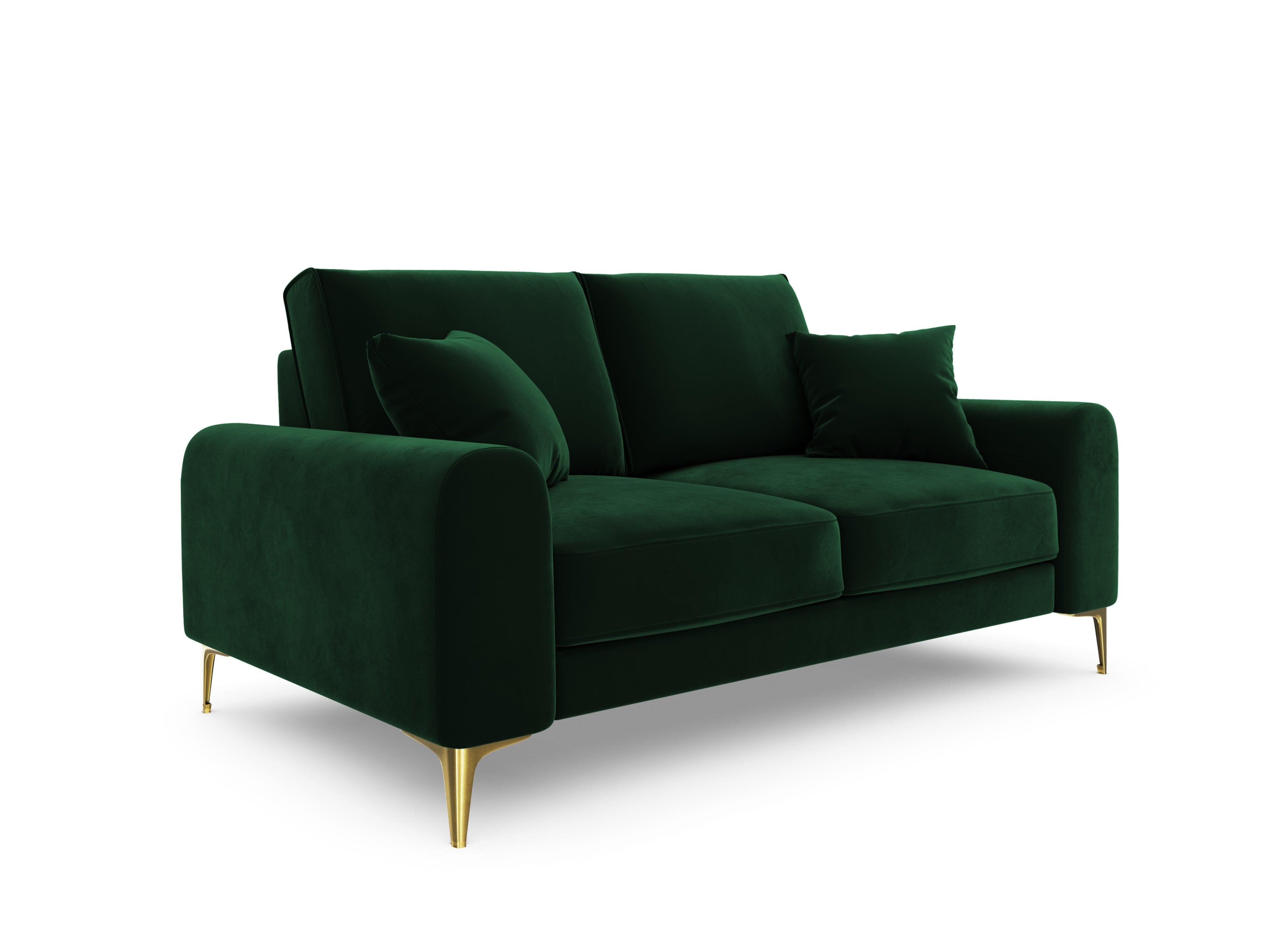 Sofa aksamitna 2-osobowa MADARA butelkowa zieleń ze złotą podstawą Mazzini Sofas    Eye on Design