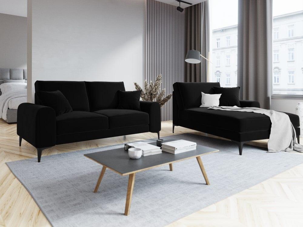 Sofa aksamitna 2-osobowa MADARA czarny z czarną podstawą Mazzini Sofas    Eye on Design