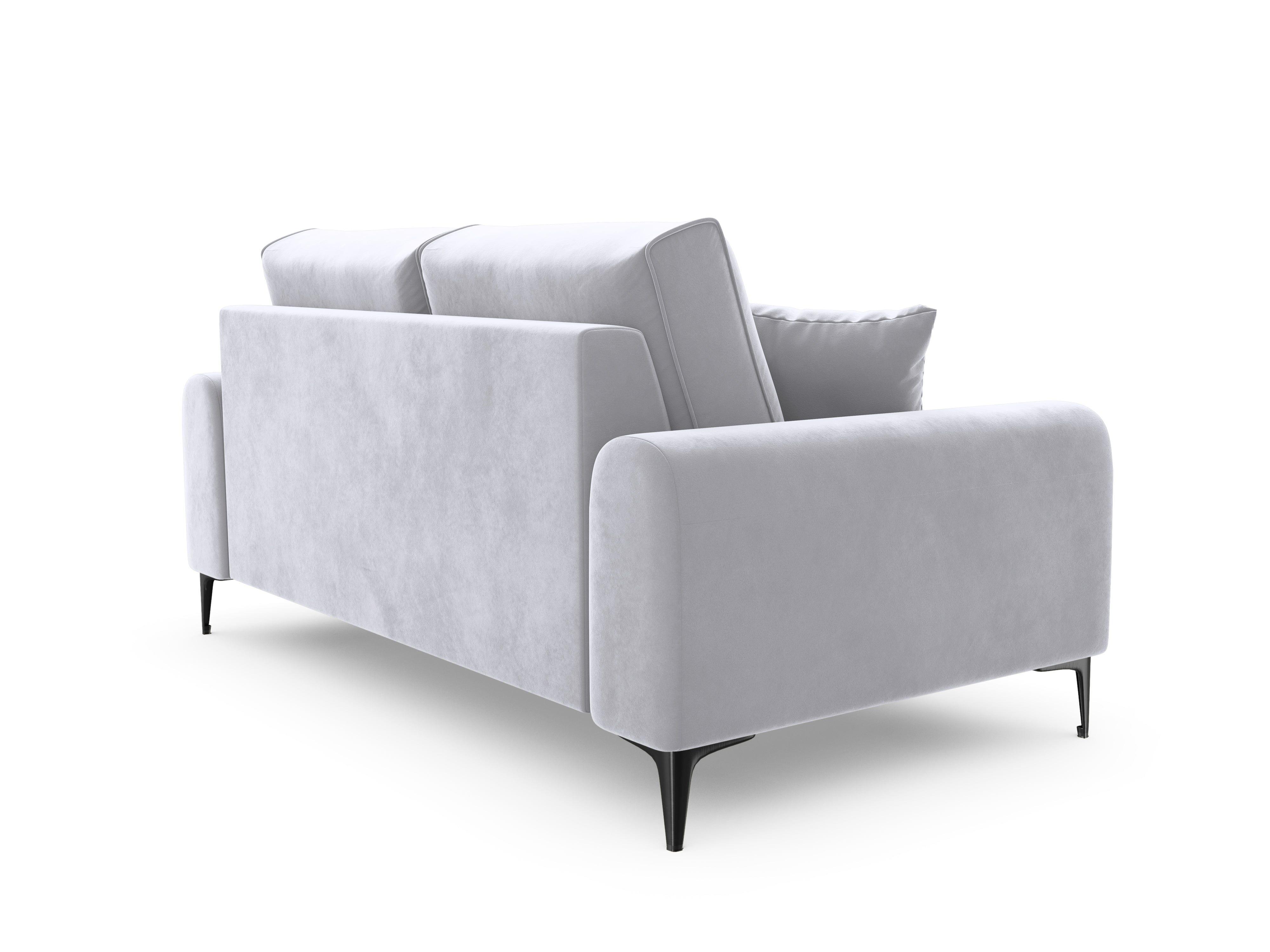 Sofa aksamitna 2-osobowa MADARA srebrny z czarną podstawą Mazzini Sofas    Eye on Design