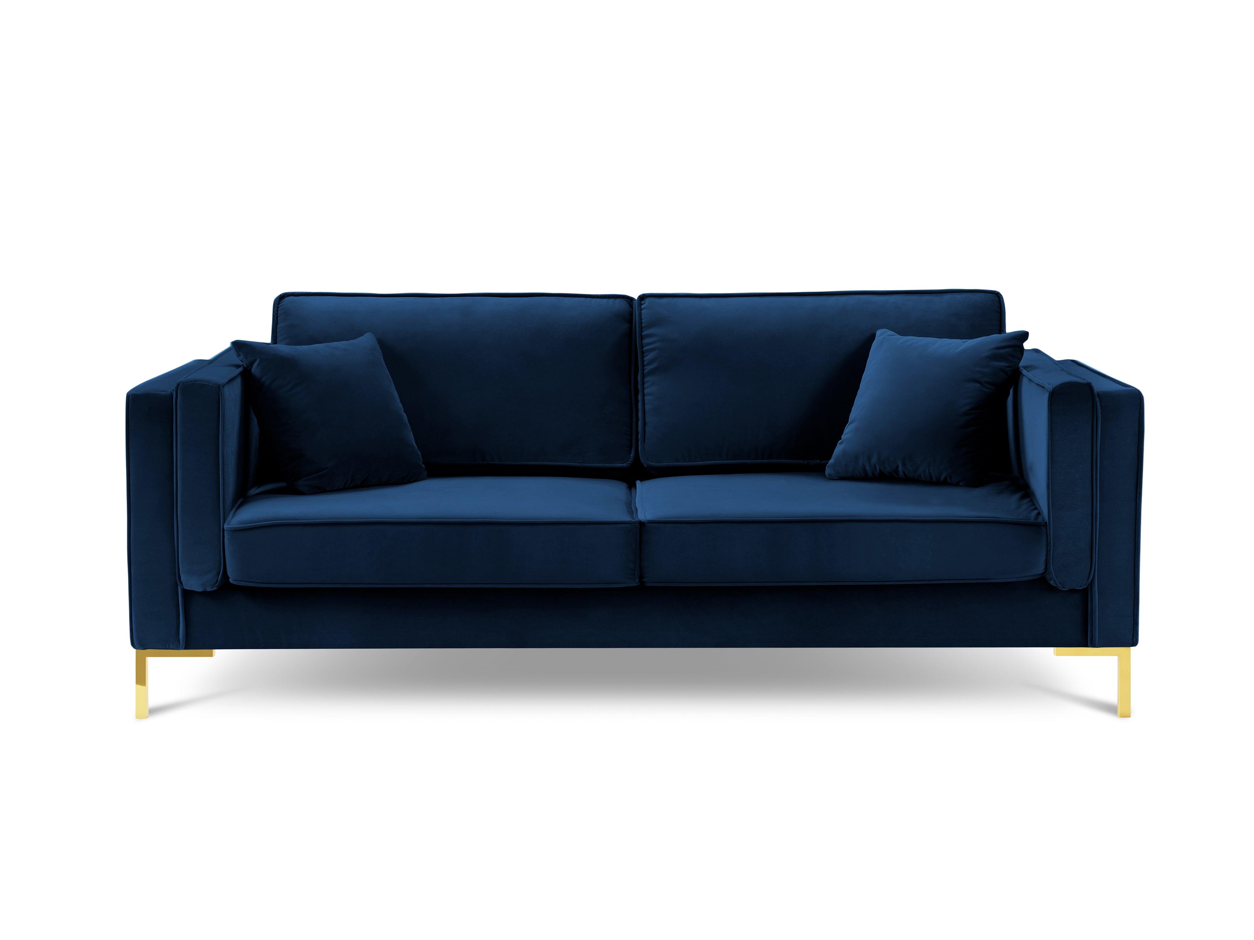 Sofa aksamitna 3-osobowa LUIS granat królewski ze złotą podstawą Milo Casa    Eye on Design