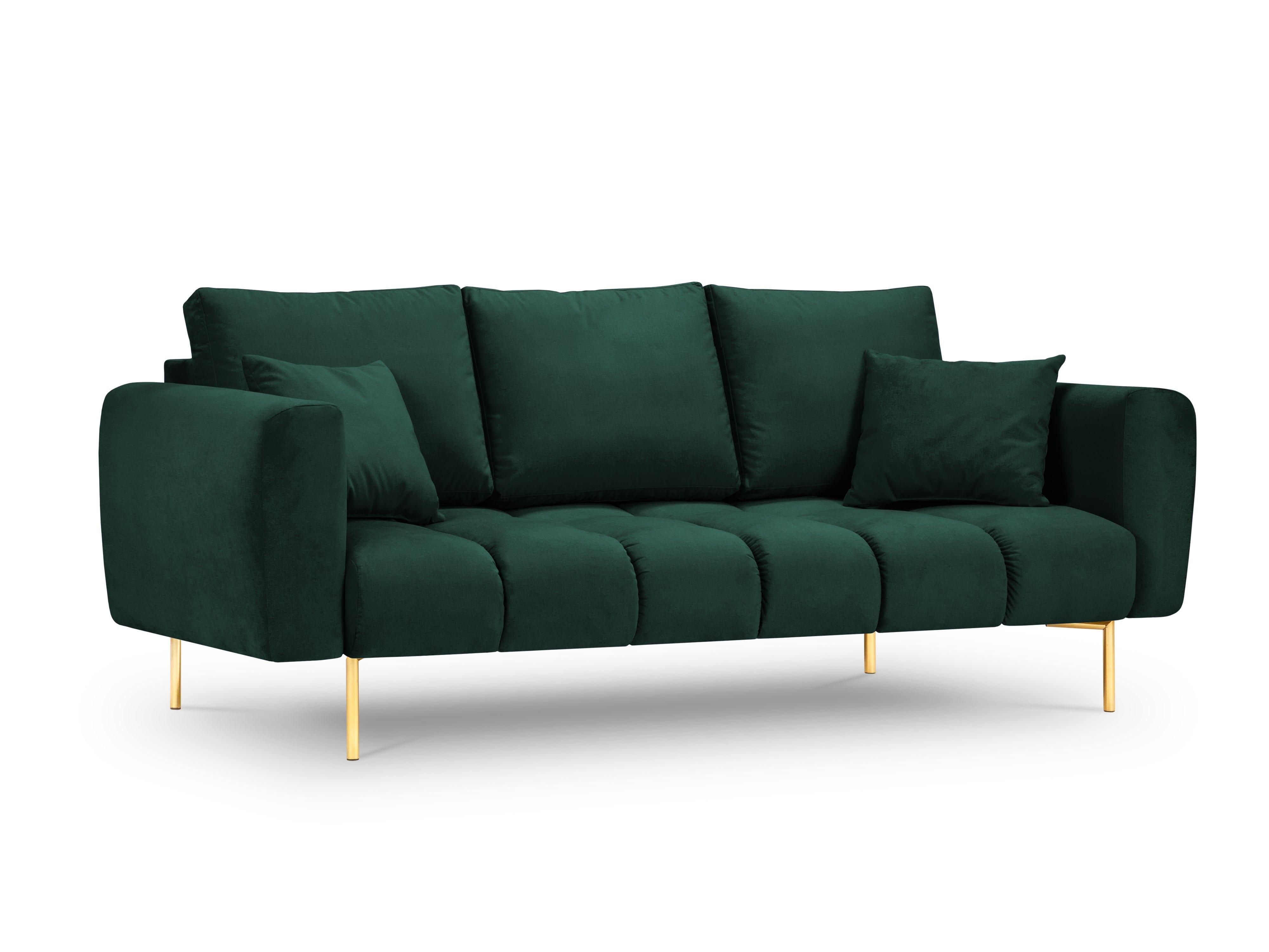 Sofa aksamitna 3-osobowa OCTAVE butelkowa zieleń ze złotą podstawą Interieurs 86    Eye on Design