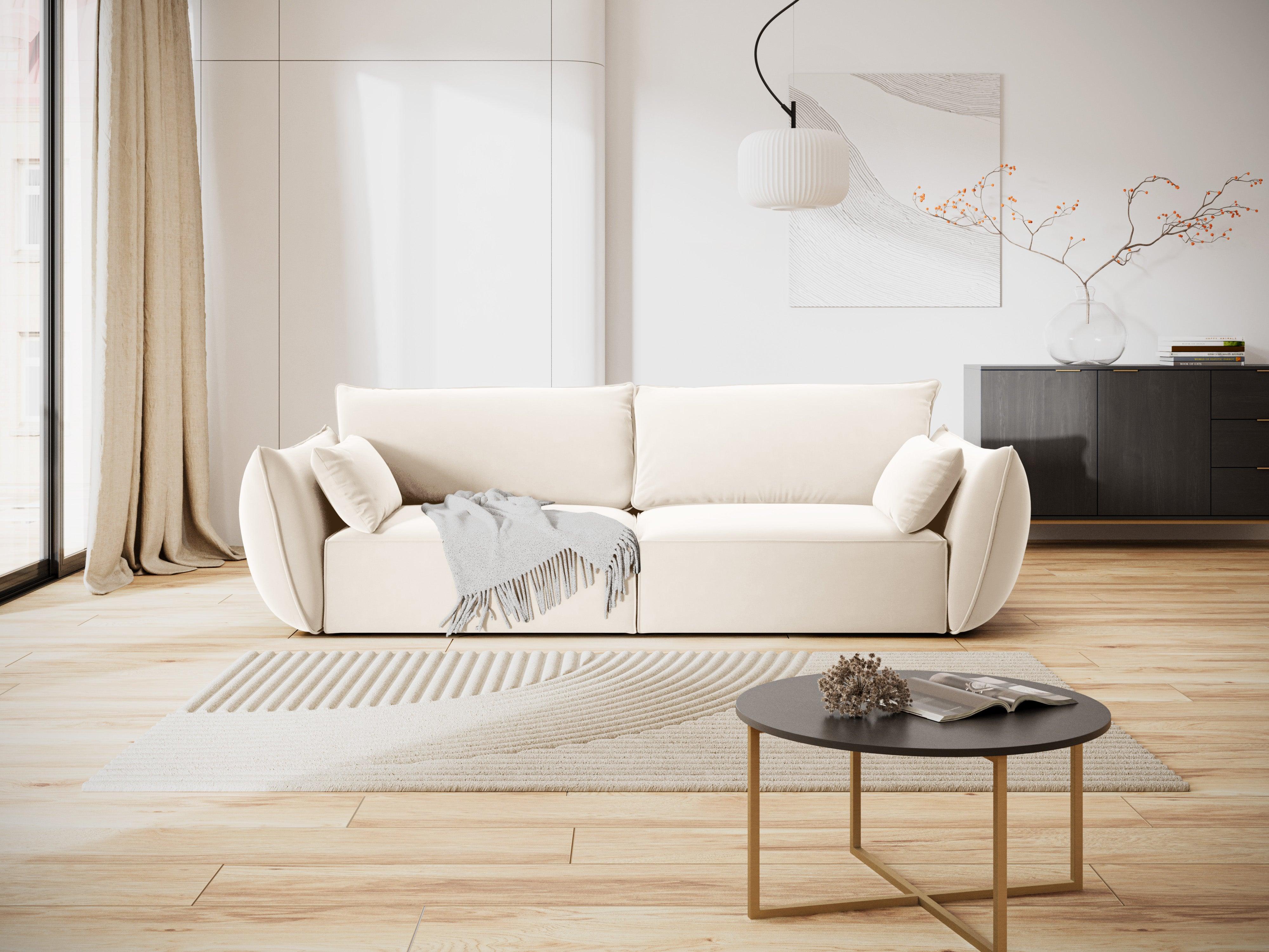 Sofa aksamitna 3-osobowa VANDA beżowy Mazzini Sofas    Eye on Design