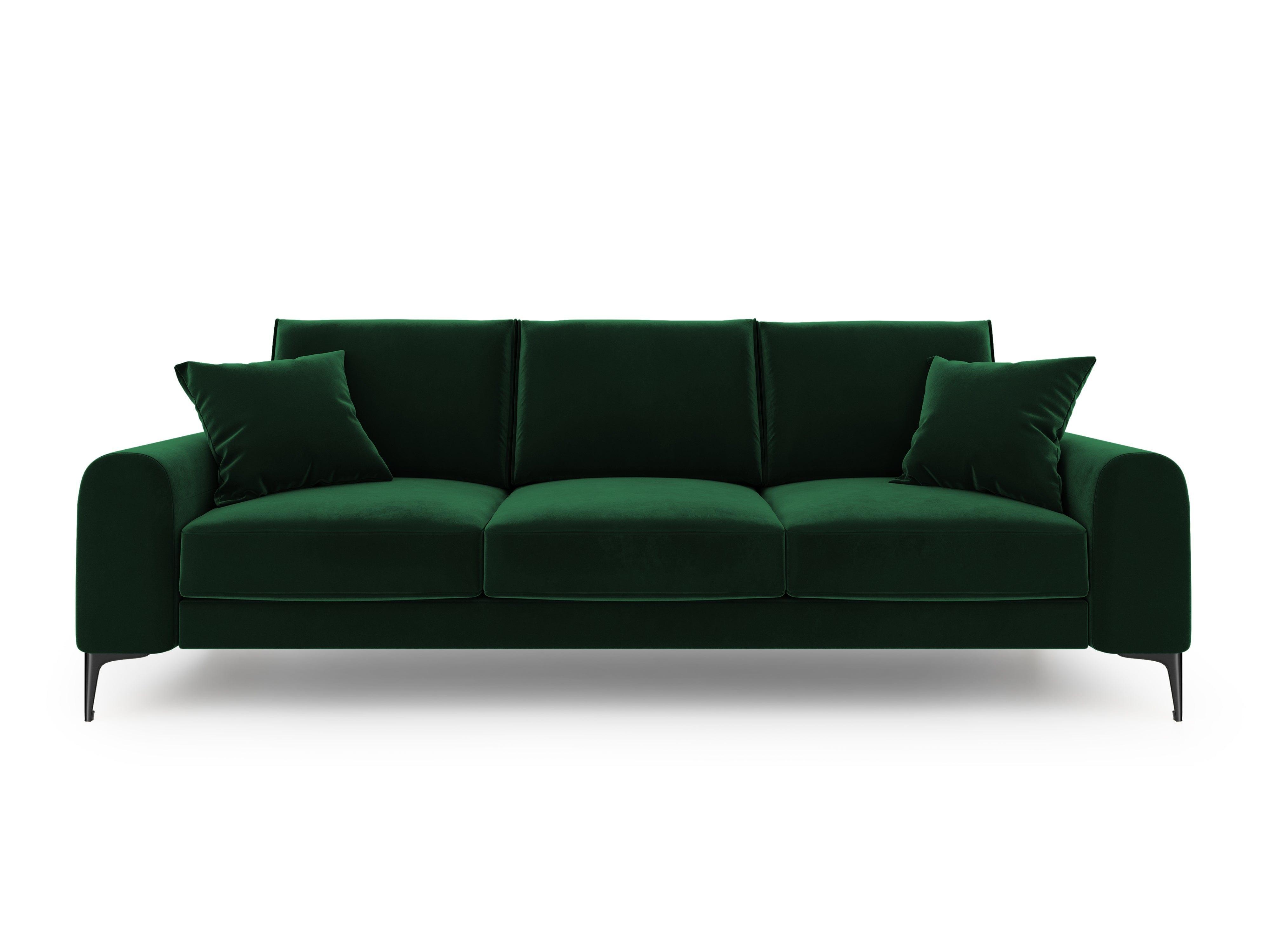 Sofa aksamitna 4-osobowa MADARA butelkowa zieleń z czarną podstawą Mazzini Sofas    Eye on Design