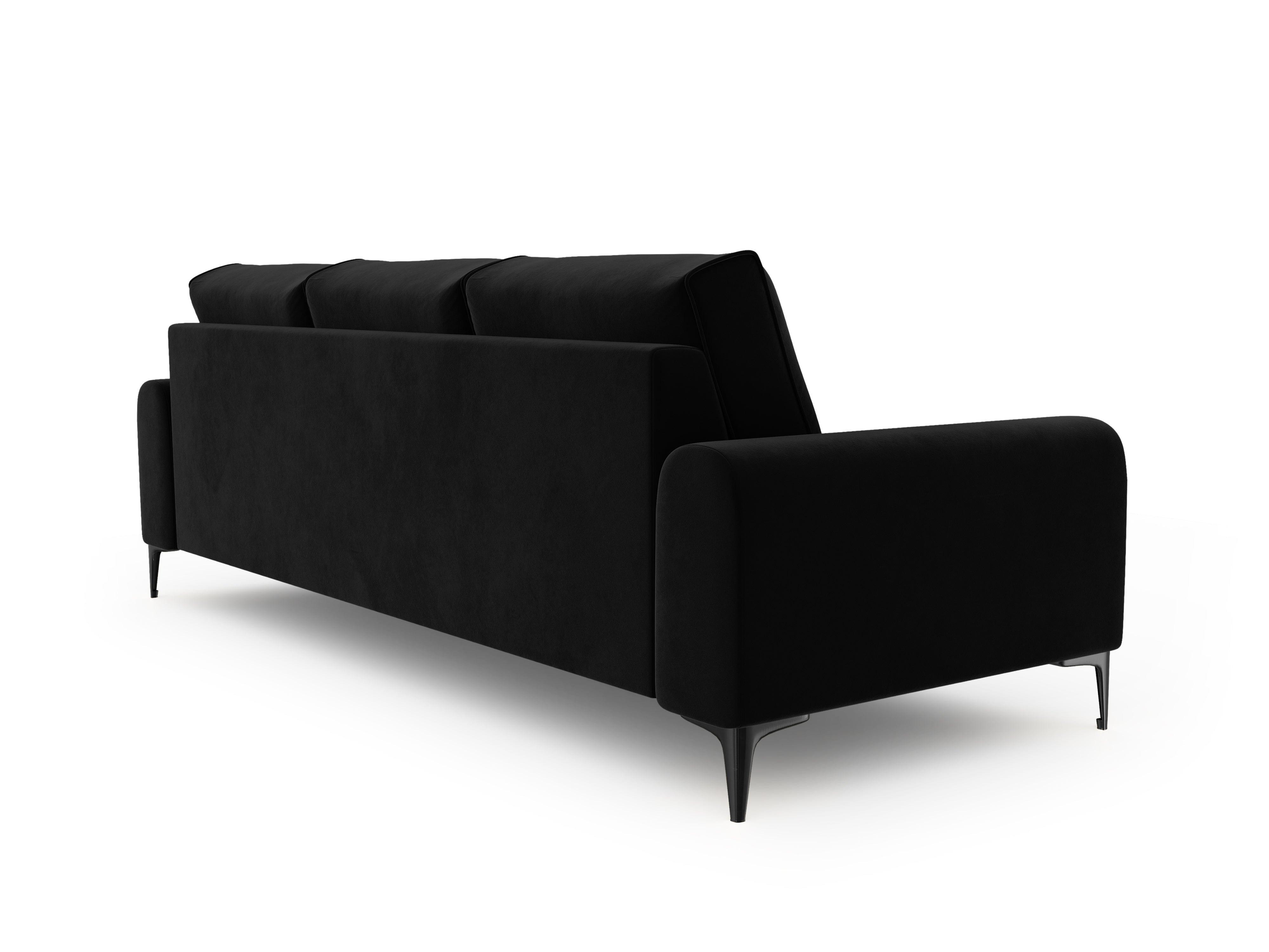 Sofa aksamitna 4-osobowa MADARA czarny z czarną podstawą Mazzini Sofas    Eye on Design